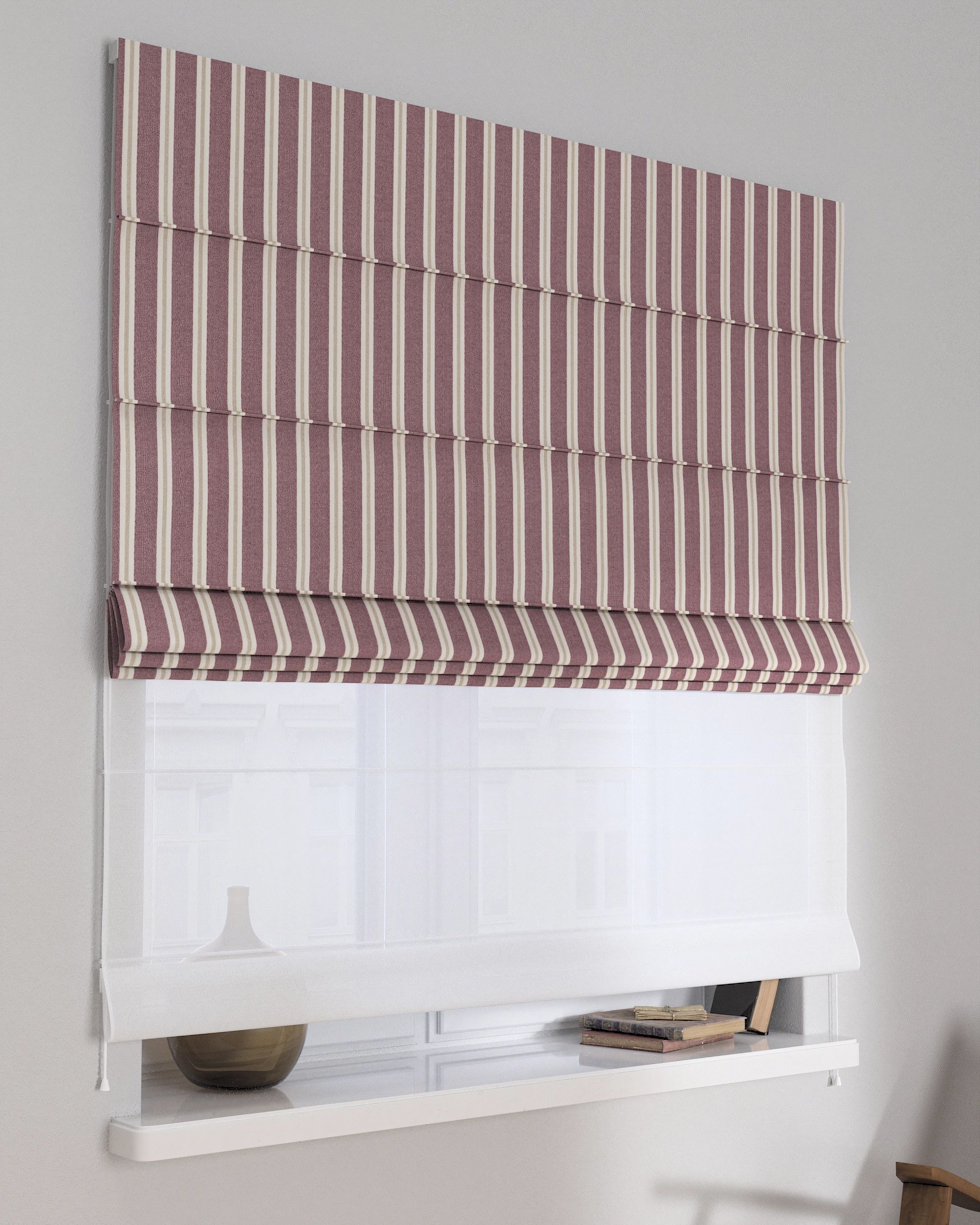 Store romain Duo couleur rouge tissu tresse, à motifs