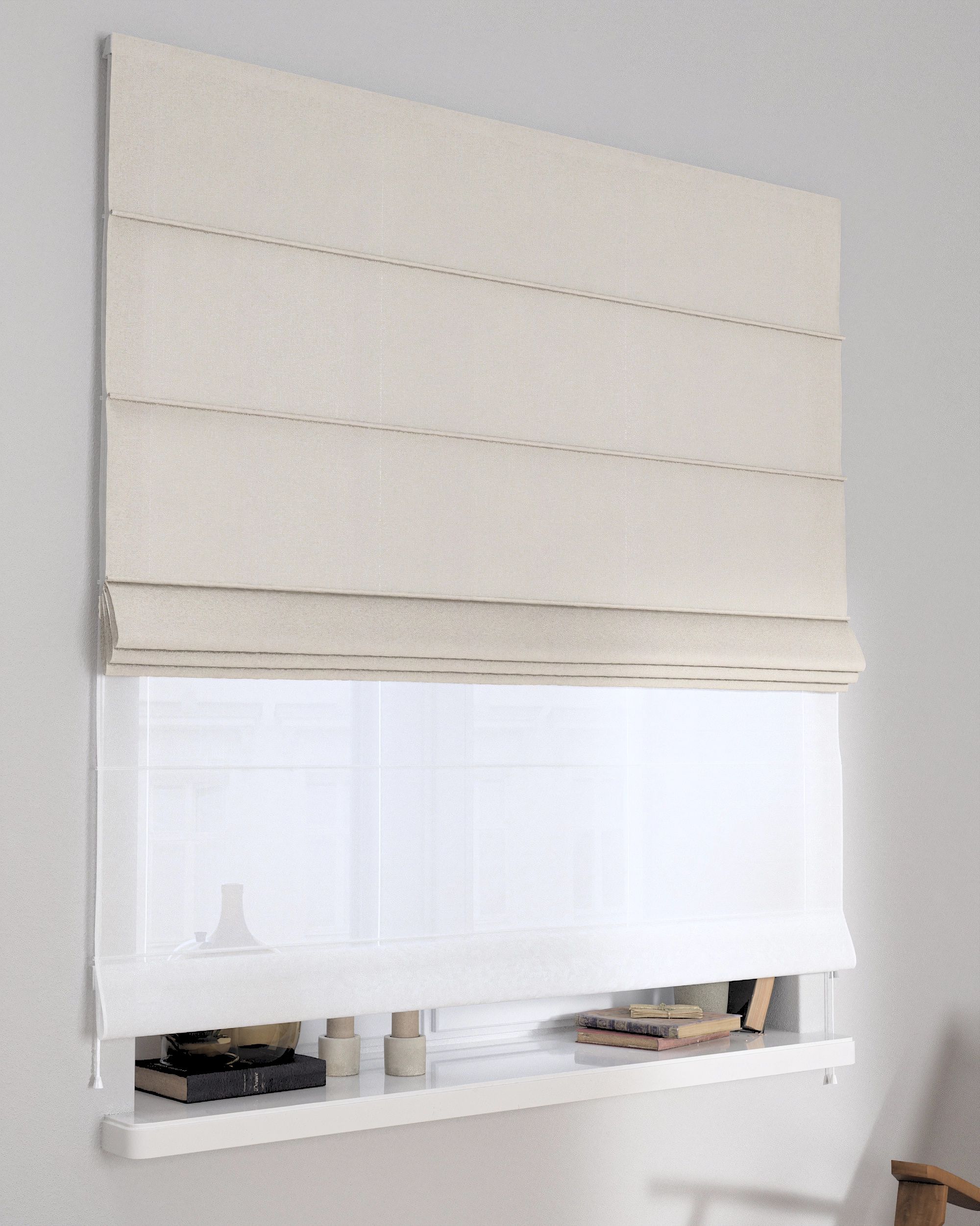 Store romain Duo couleur blanc tissu tresse