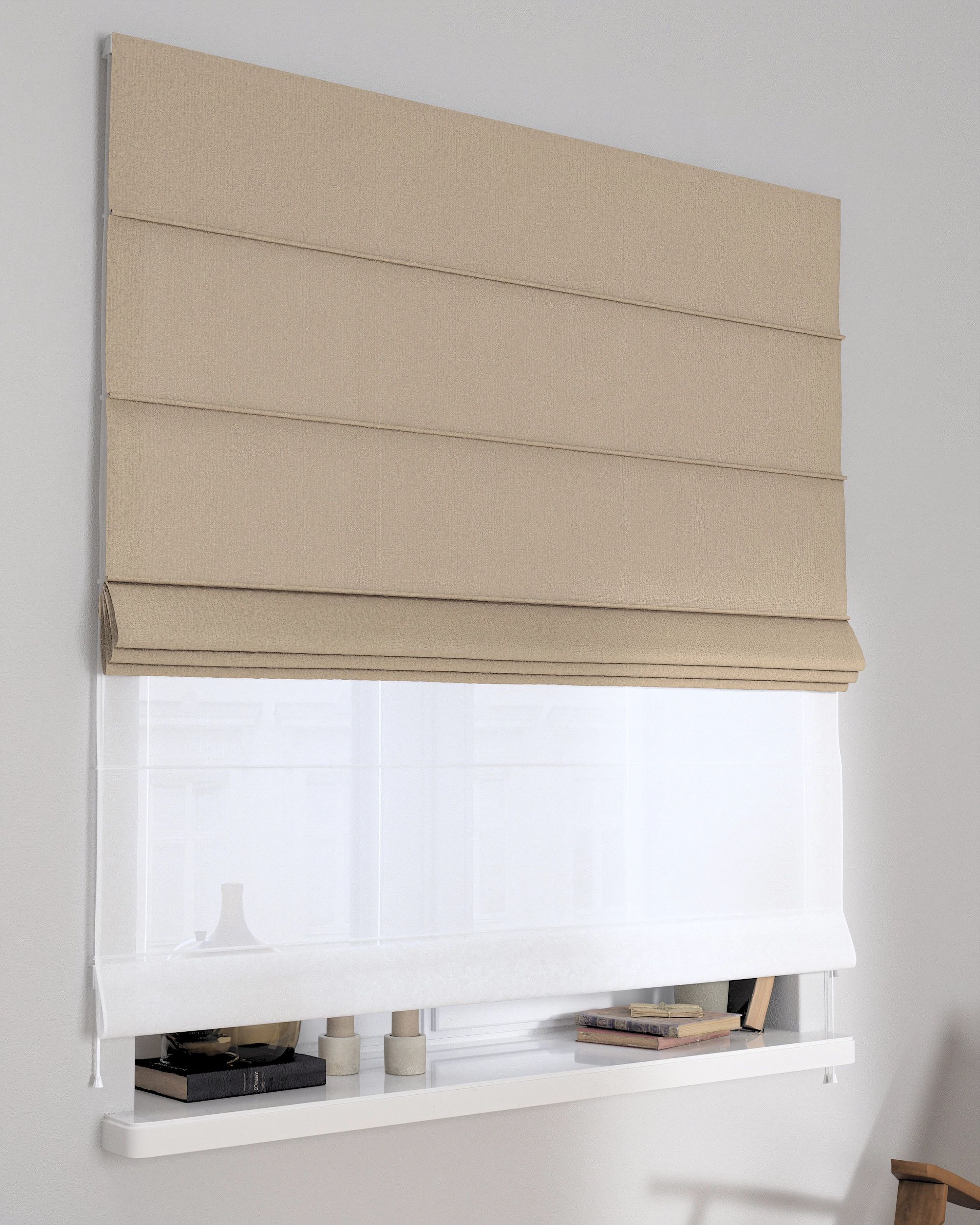 Store romain Duo couleur beige tissu tresse