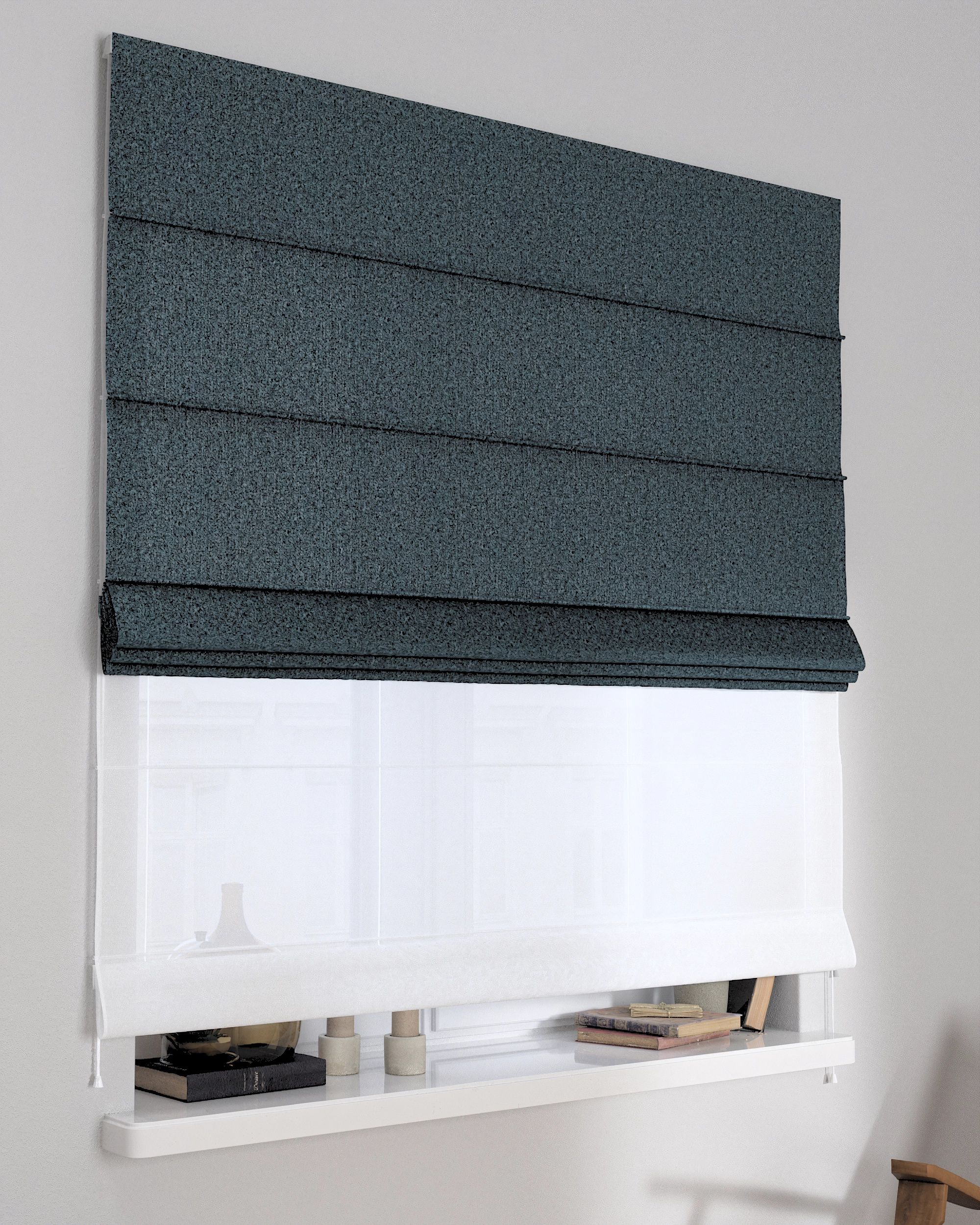 Store romain Duo couleur bleu tissu tresse
