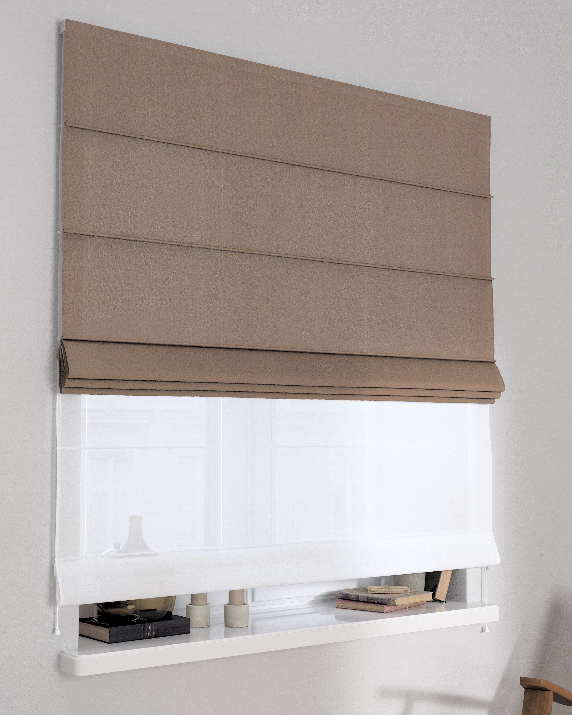 Store romain Duo couleur beige tissu tresse