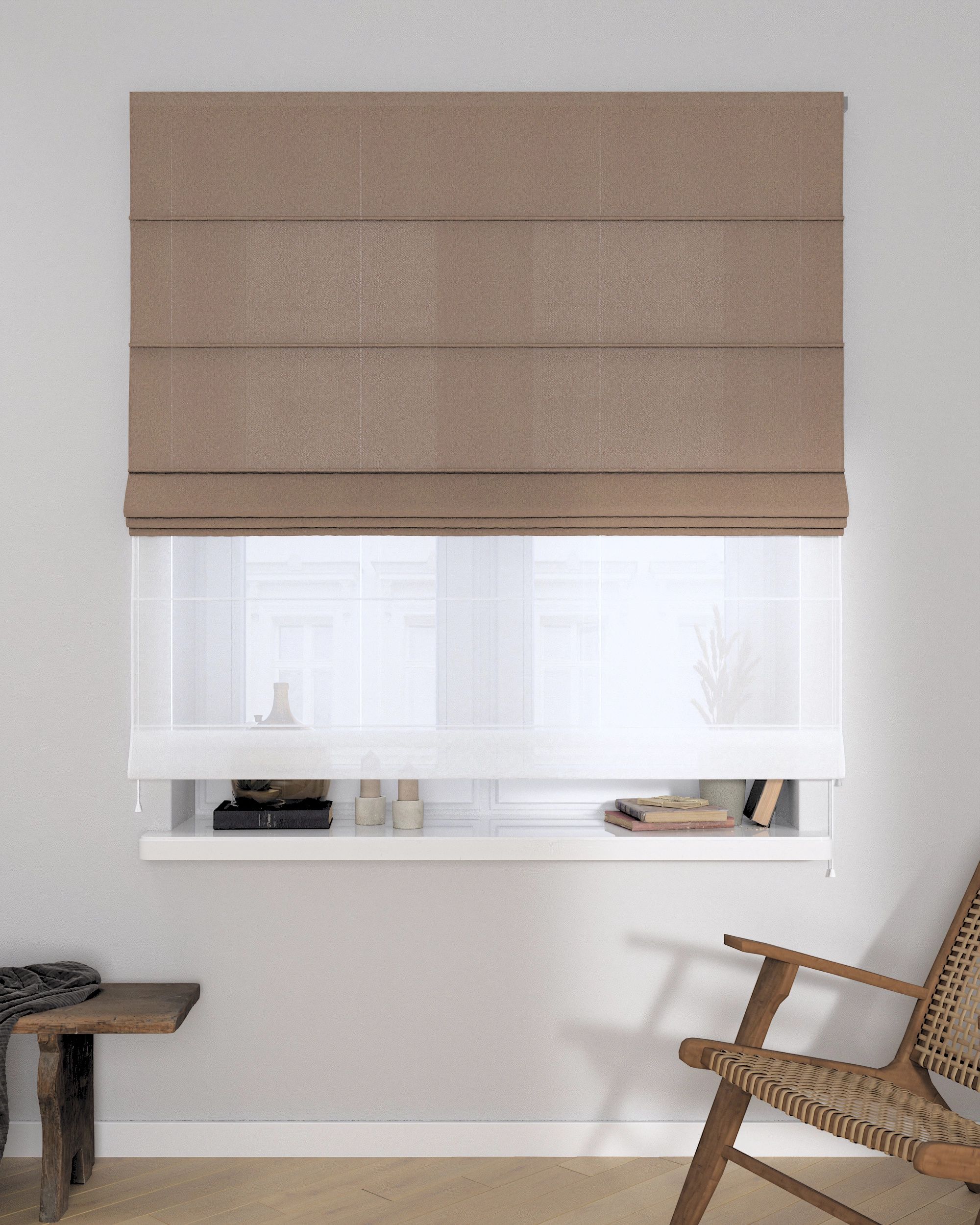 Store romain Duo couleur beige tissu tresse (hover)