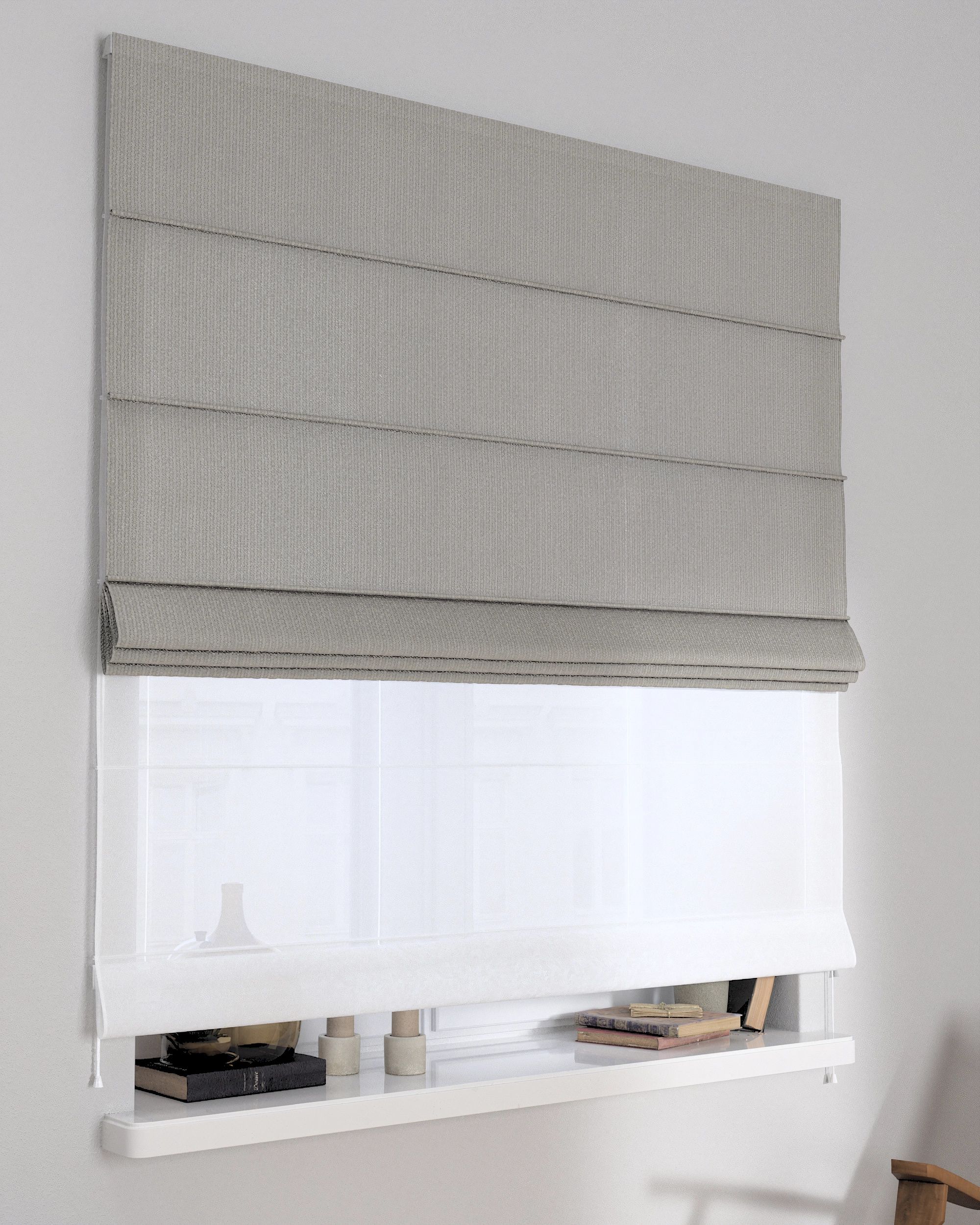 Store romain Duo couleur gris tissu tresse
