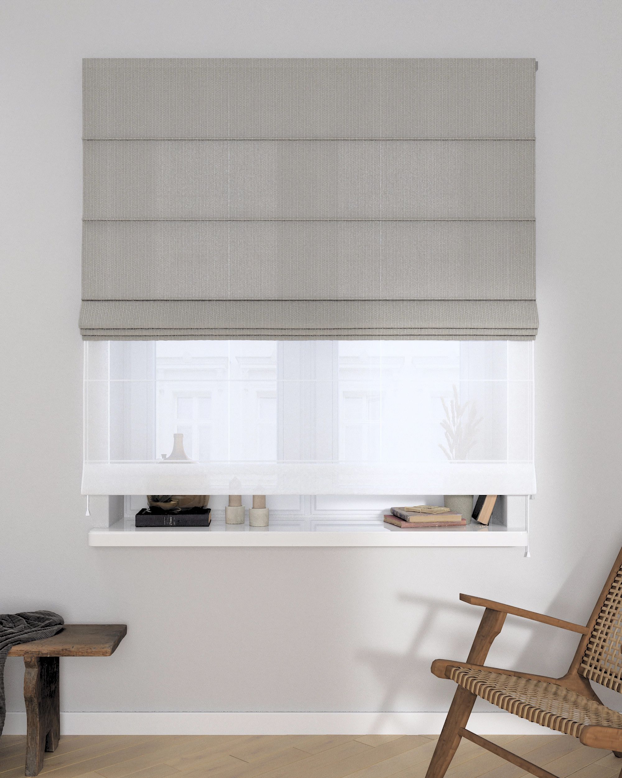 Store romain Duo couleur gris tissu tresse (hover)