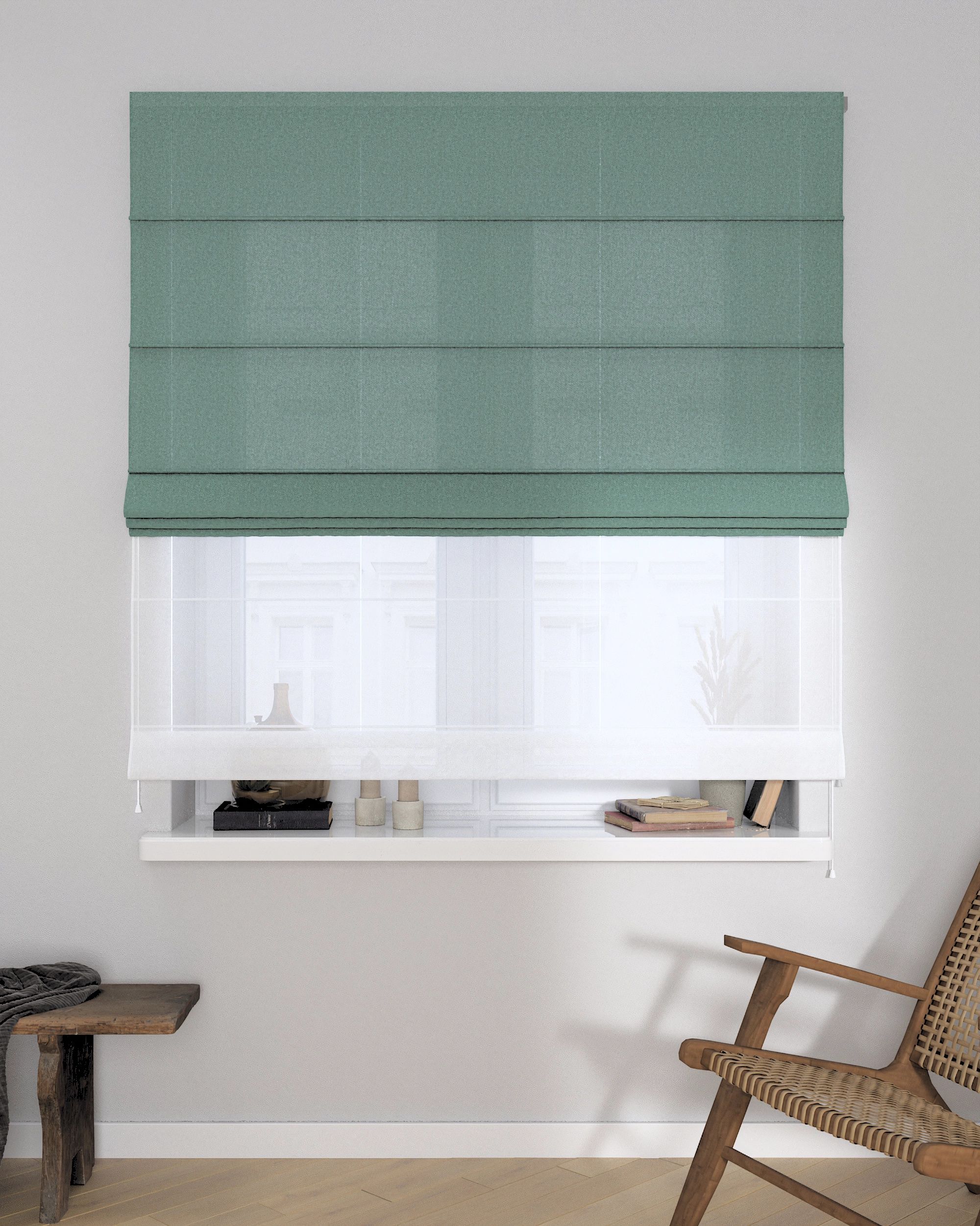 Store romain Duo couleur vert tissu tresse (hover)