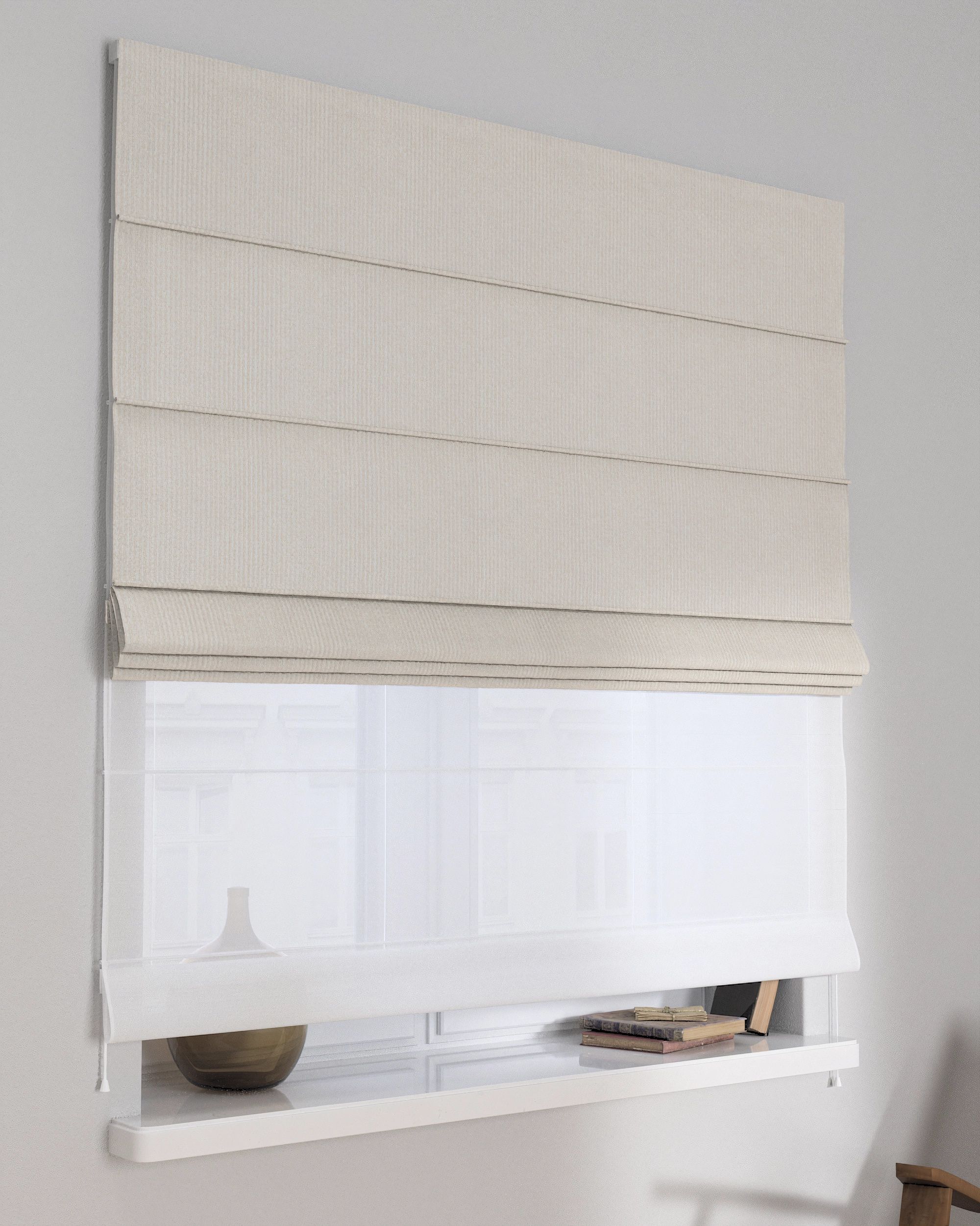 Store romain Duo couleur blanc tissu tresse