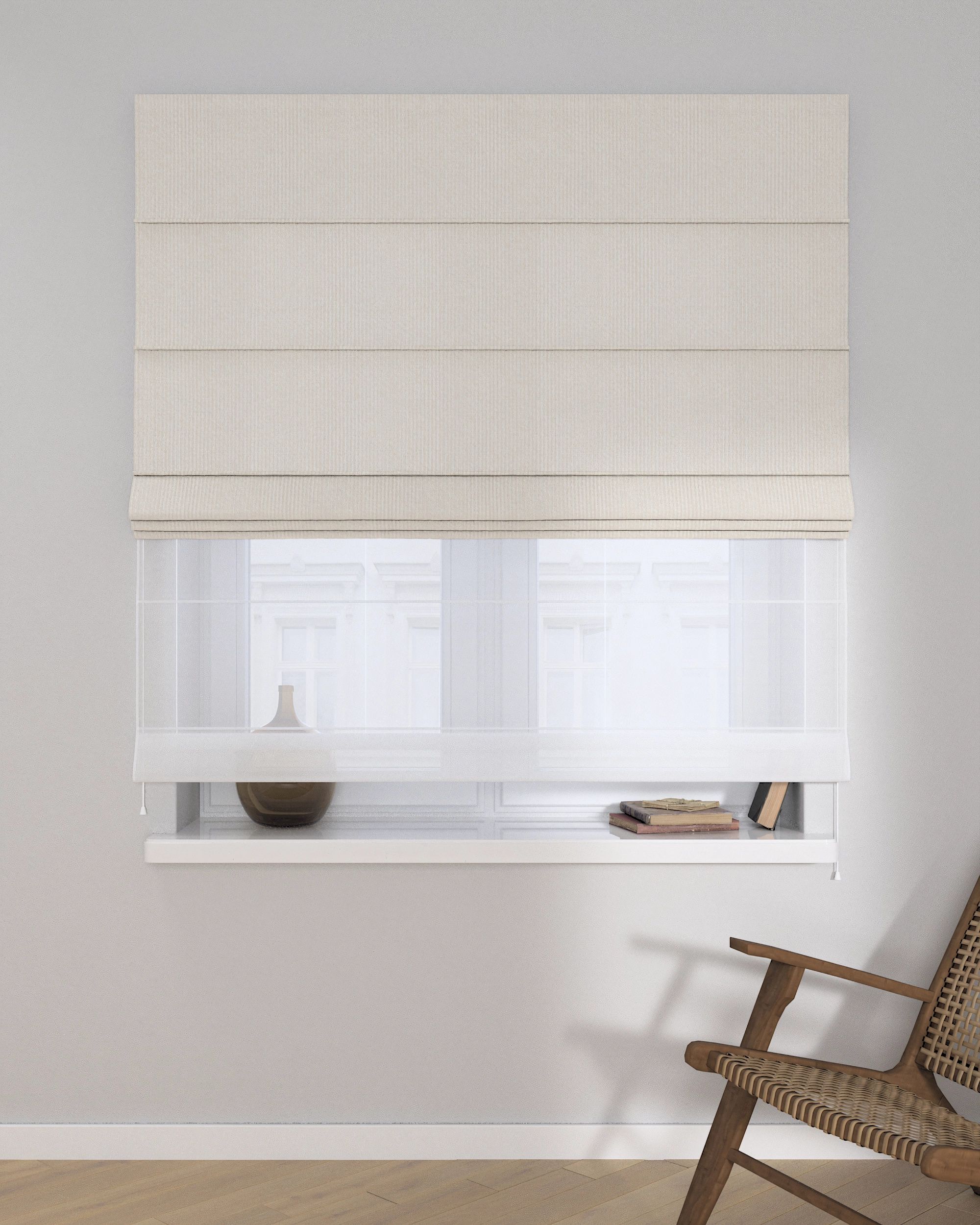 Store romain Duo couleur blanc tissu tresse (hover)