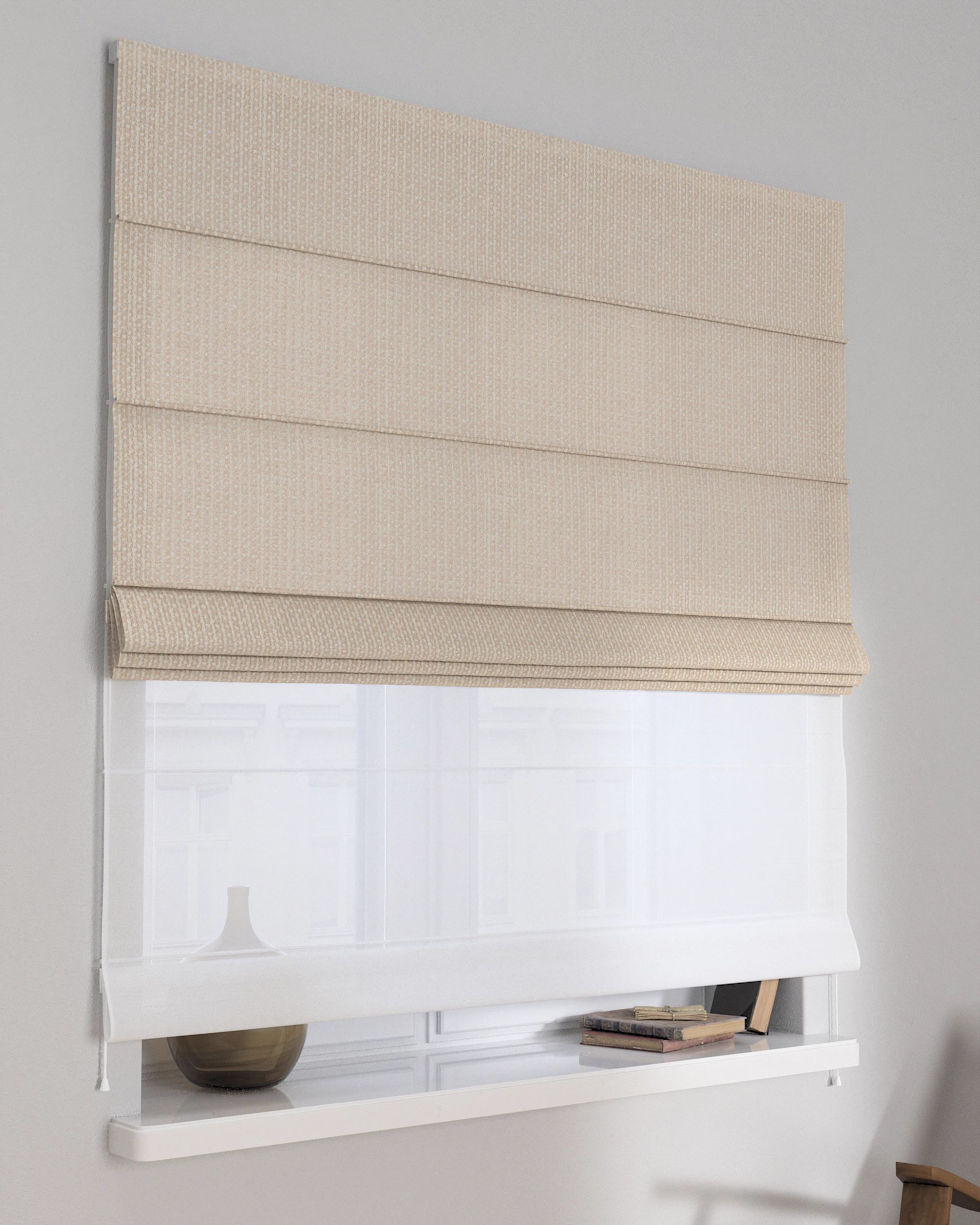Store romain Duo couleur crème tissu tresse