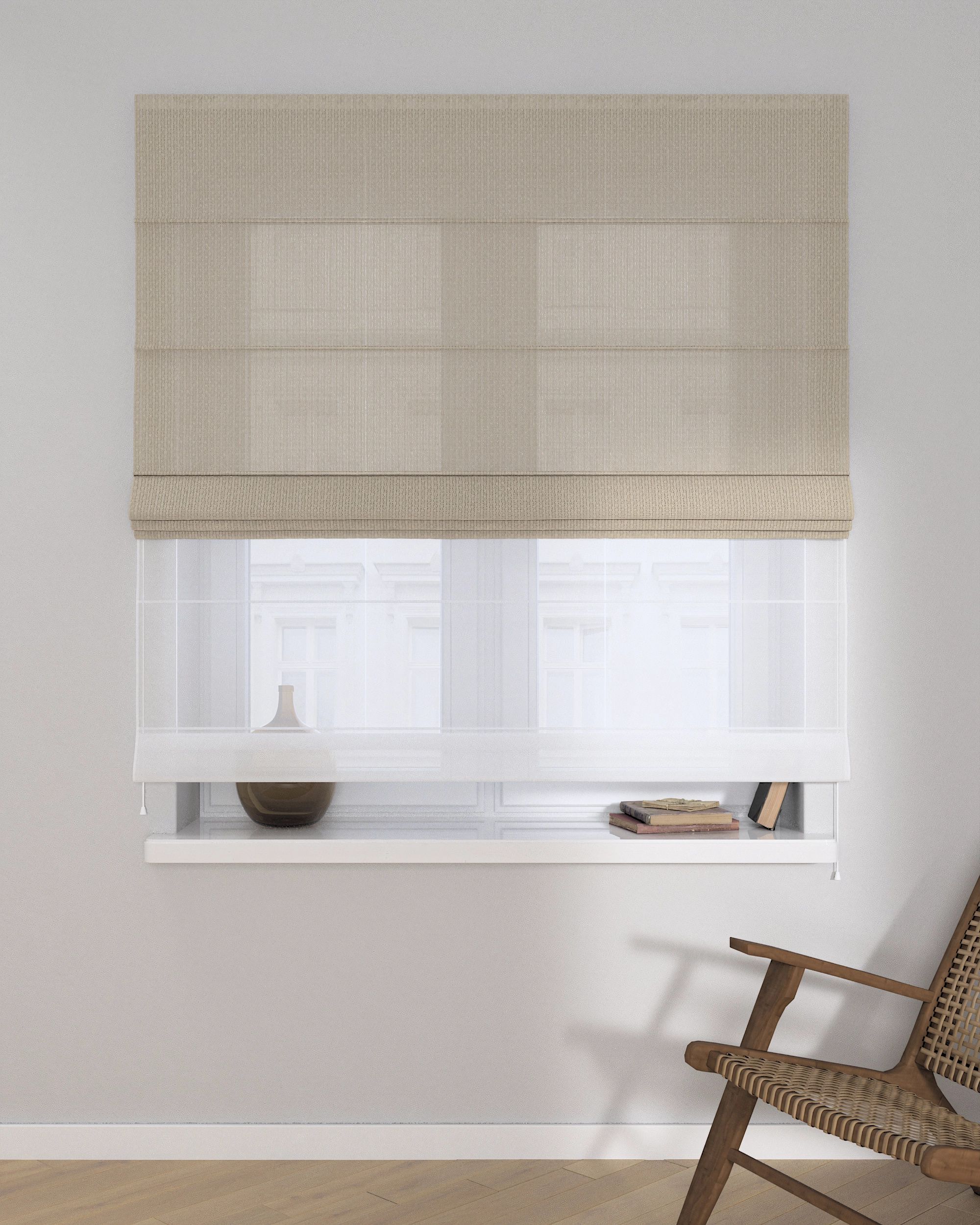 Store romain Duo couleur beige tissu tresse (hover)