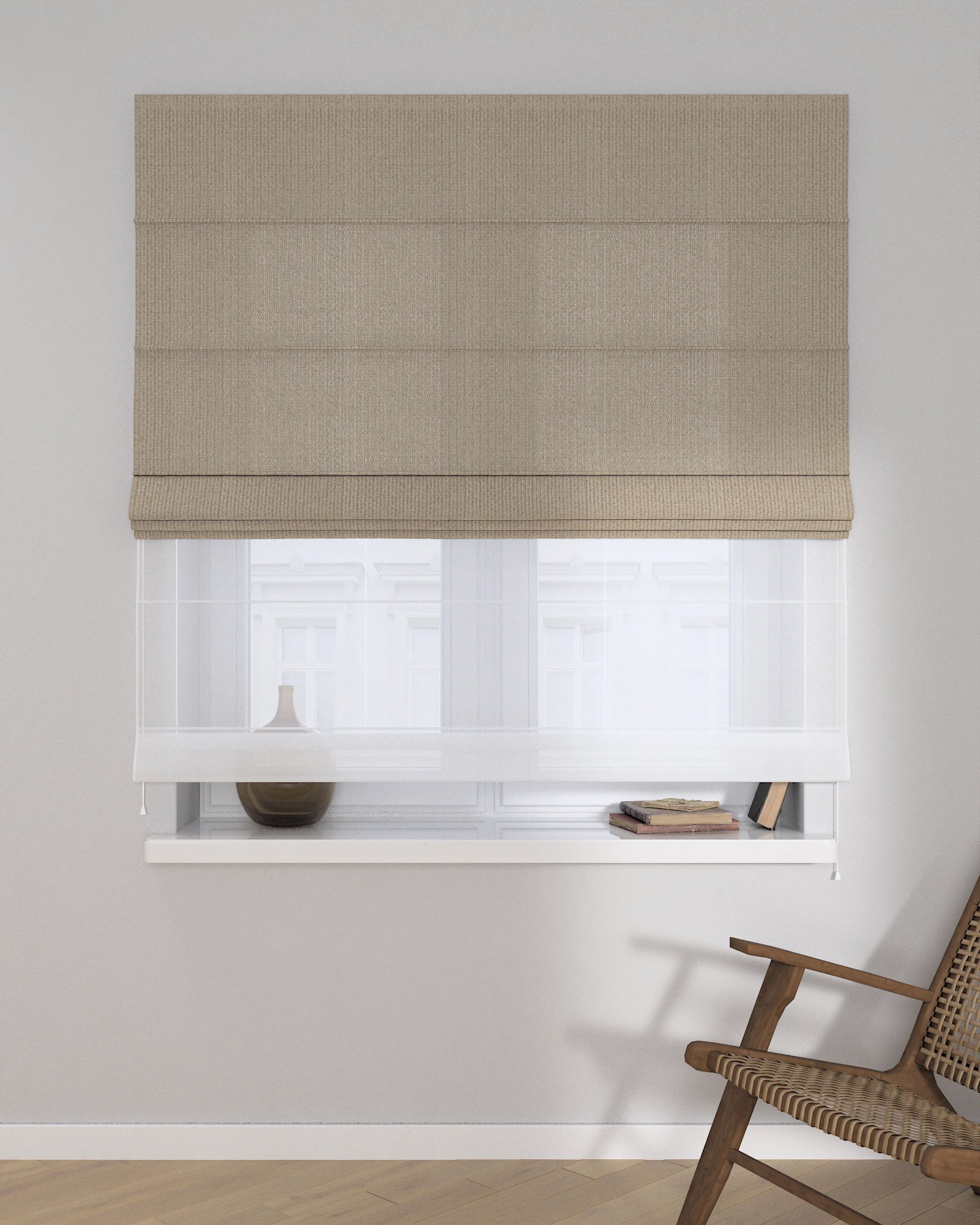 Store romain Duo couleur beige tissu tresse (hover)
