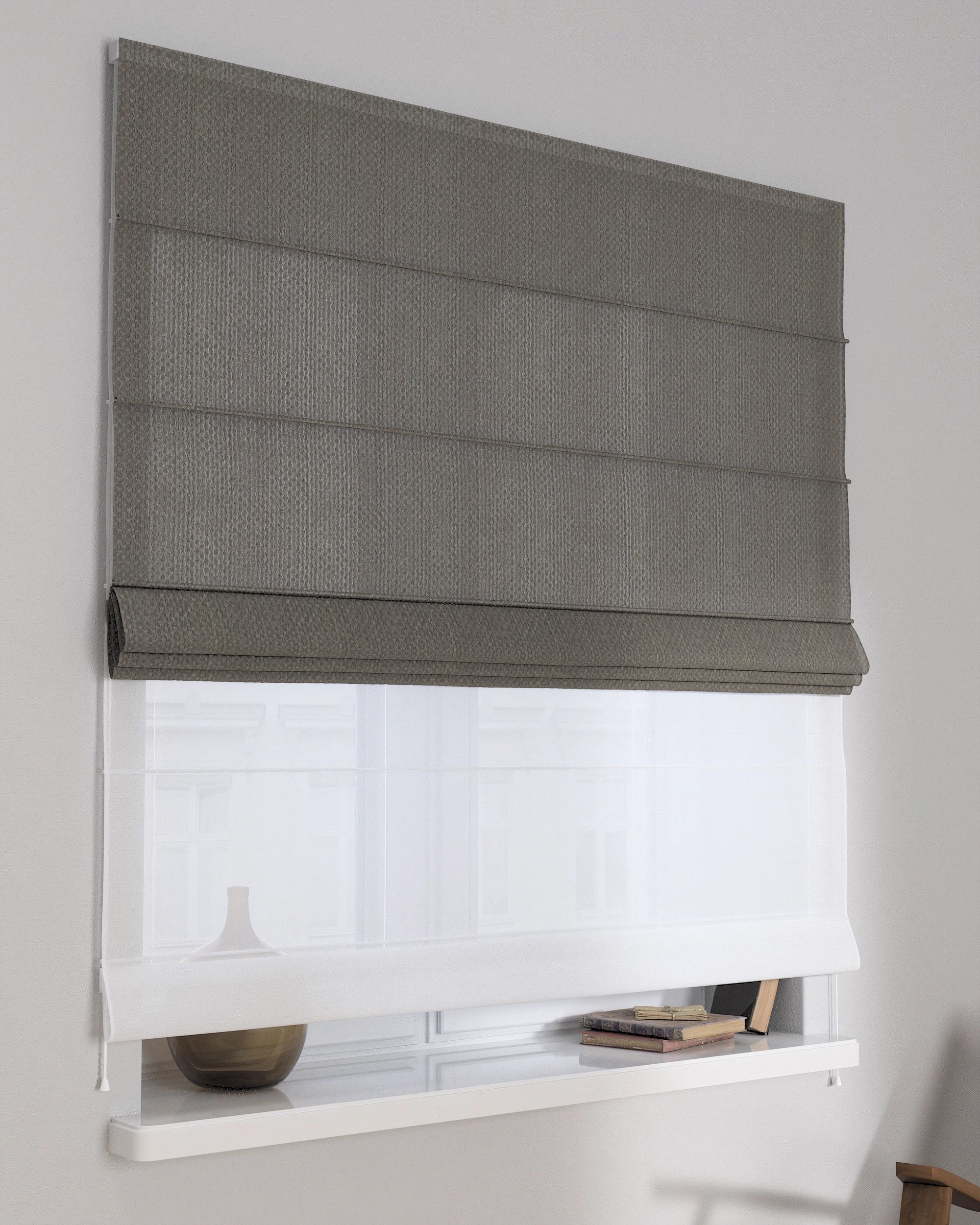 Store romain Duo couleur gris tissu tresse