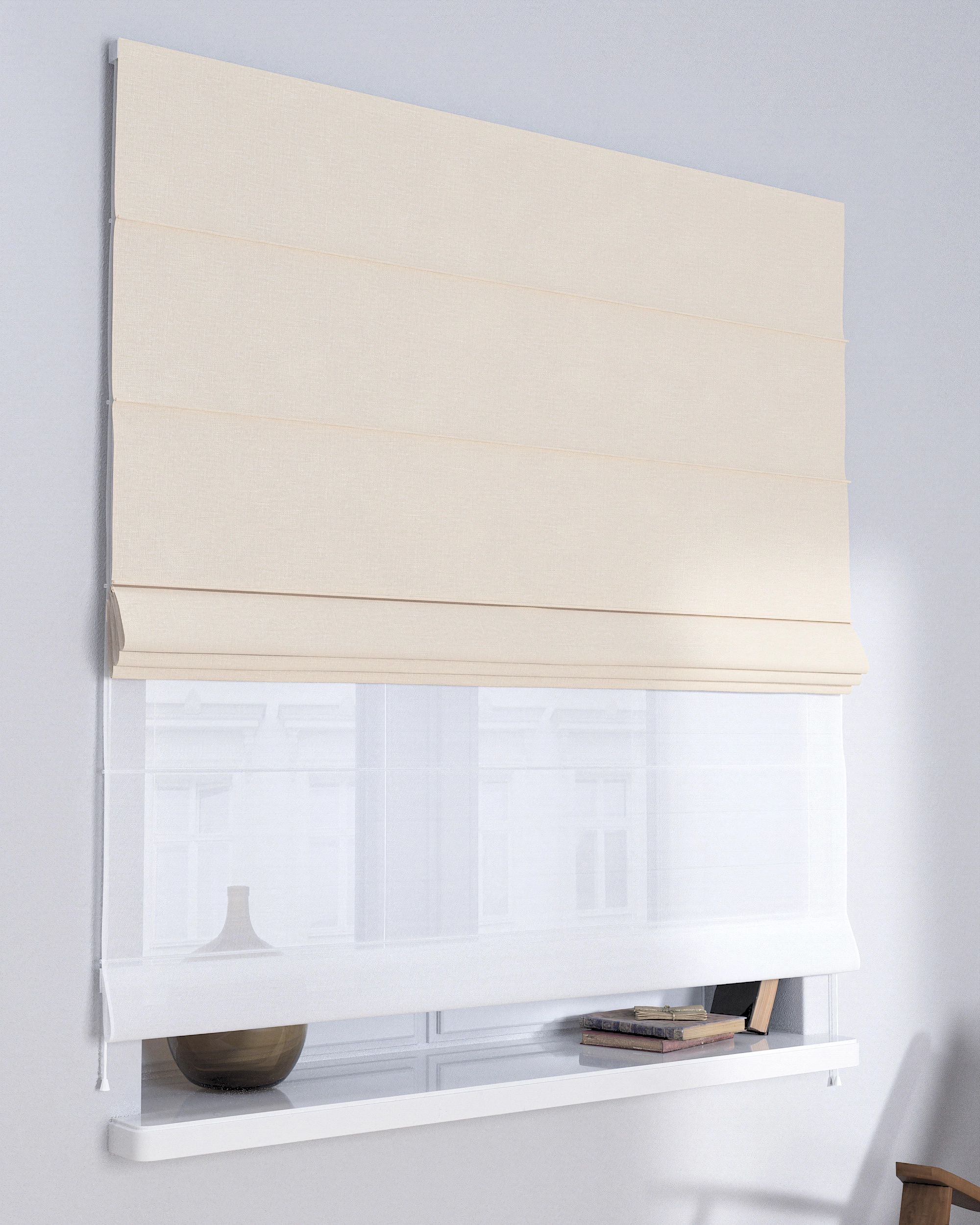 Store romain Duo couleur beige tissu tresse