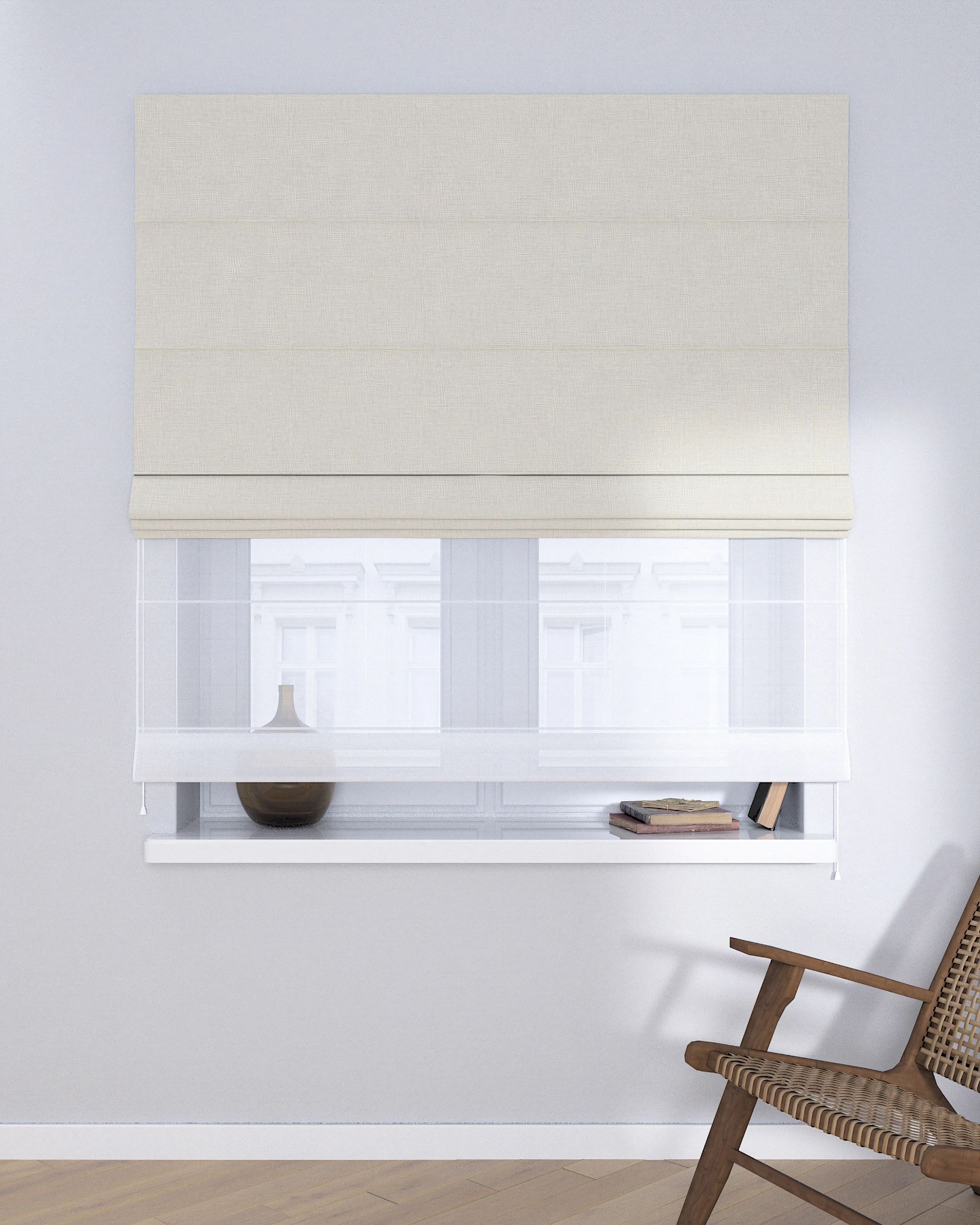 Store romain Duo couleur gris tissu tresse (hover)