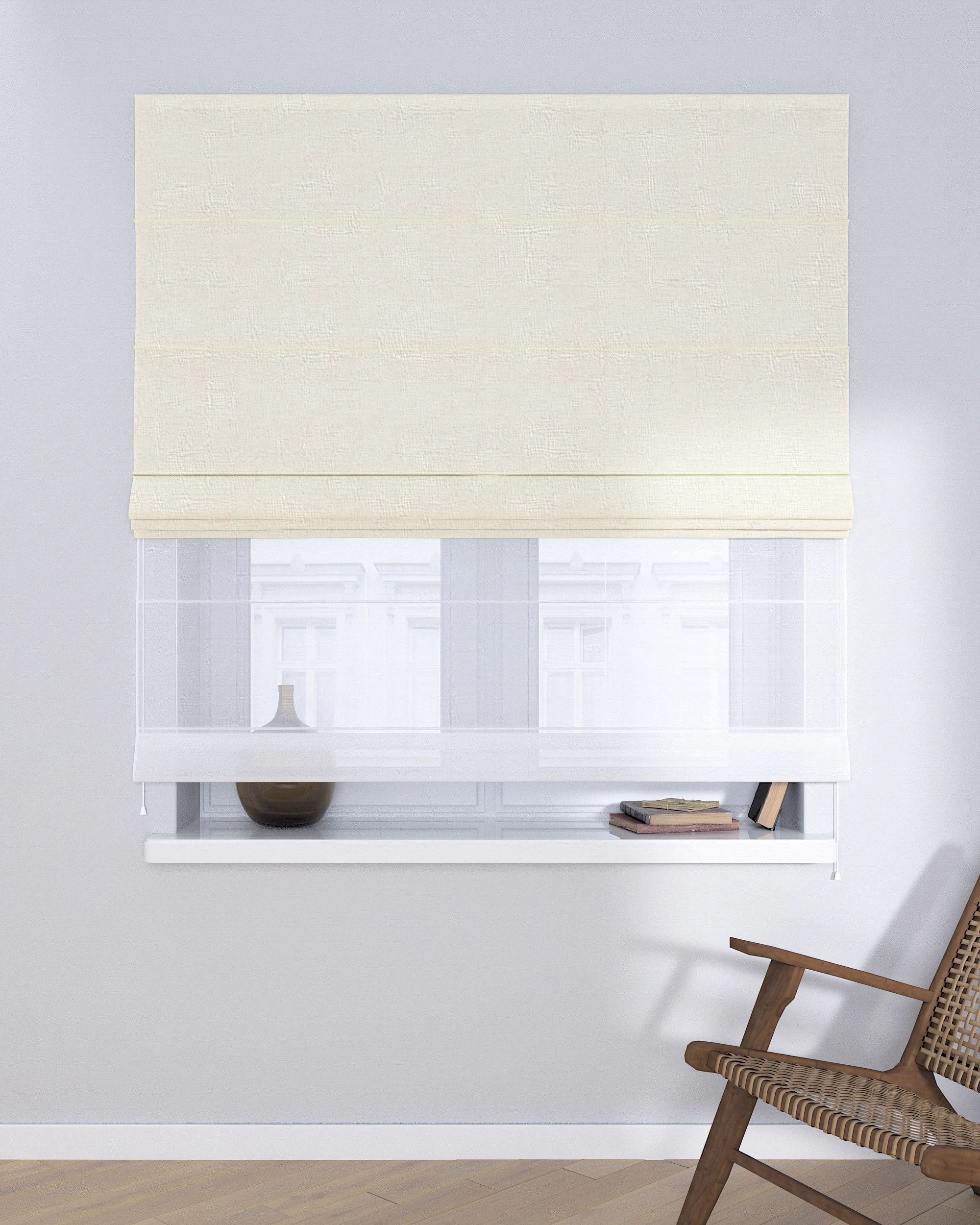 Store romain Duo couleur crème tissu tresse (hover)
