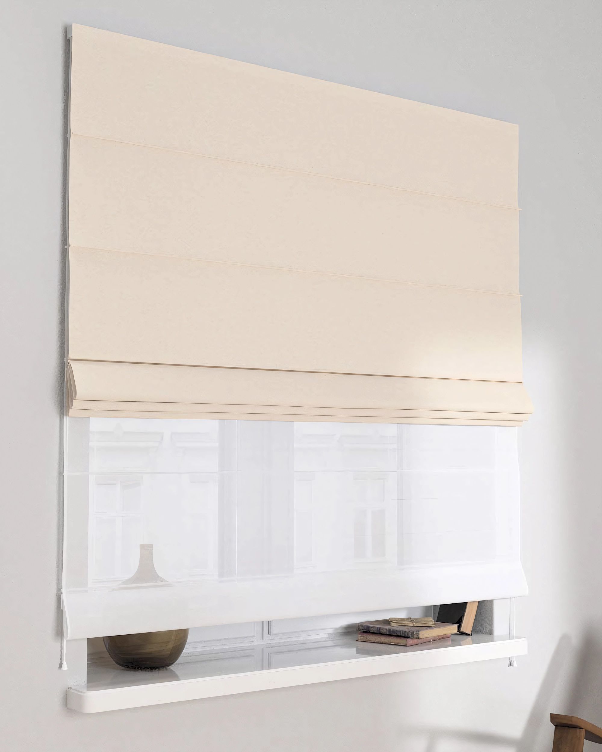 Store romain Duo couleur beige tissu tresse