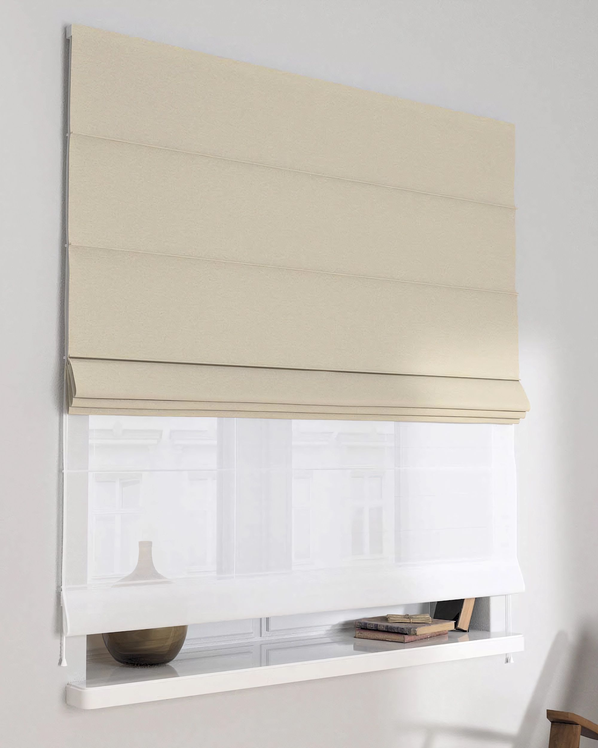 Store romain Duo couleur beige tissu tresse