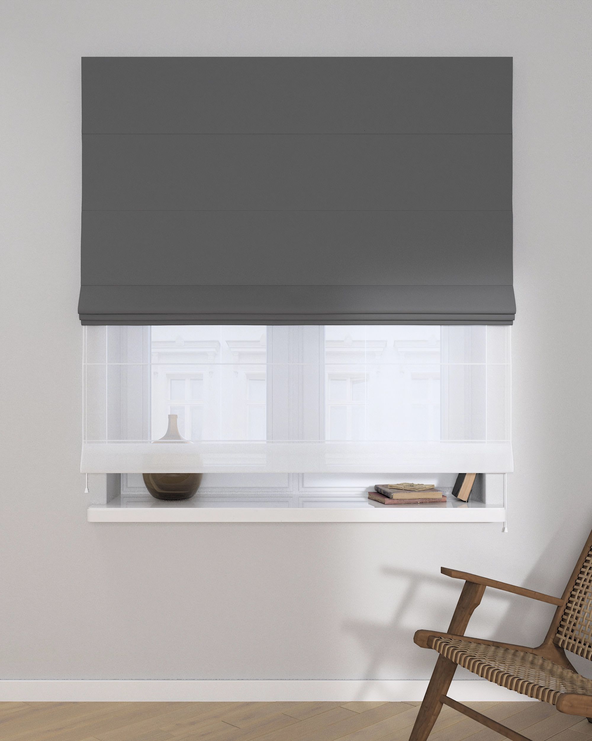 Store romain Duo couleur noir tissu black-out (hover)