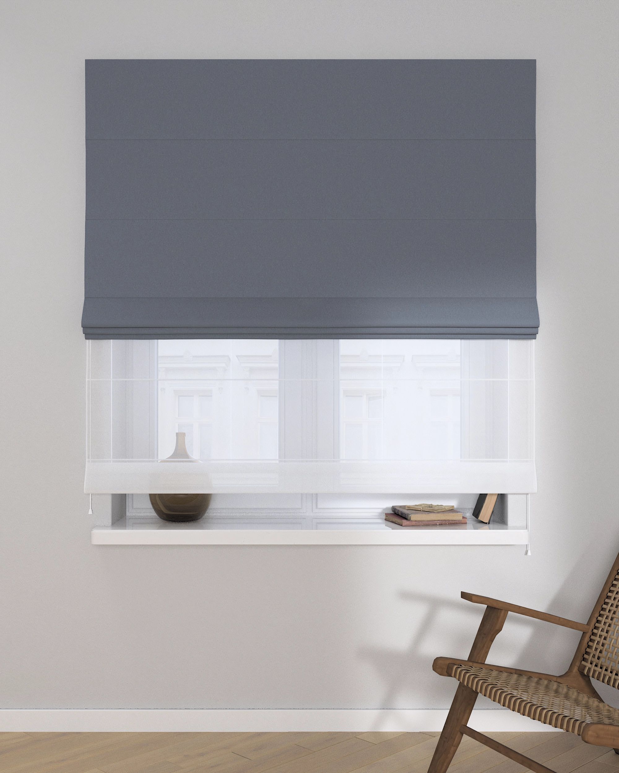 Store romain Duo couleur bleu marine tissu black-out (hover)
