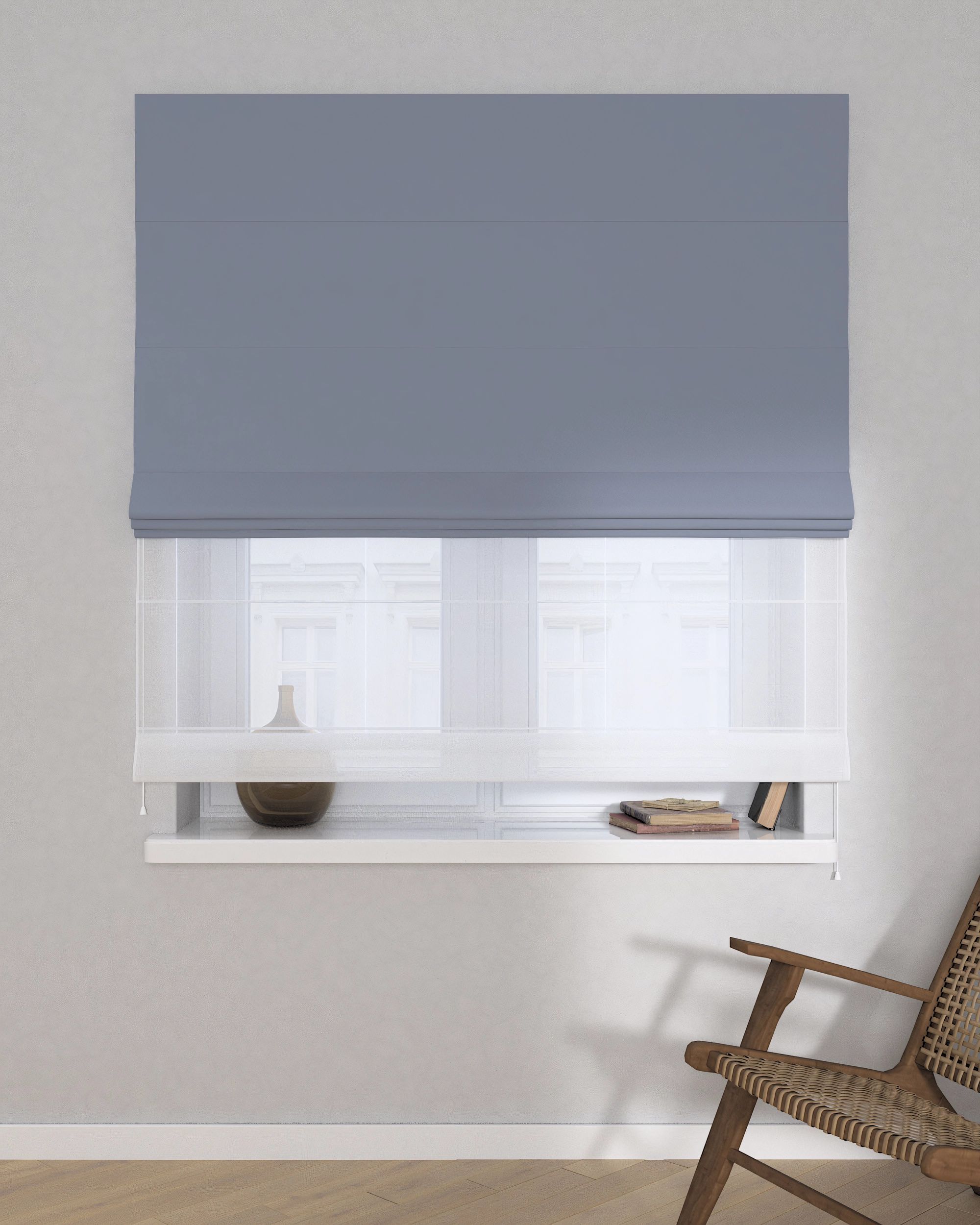 Store romain Duo couleur gris tissu black-out (hover)
