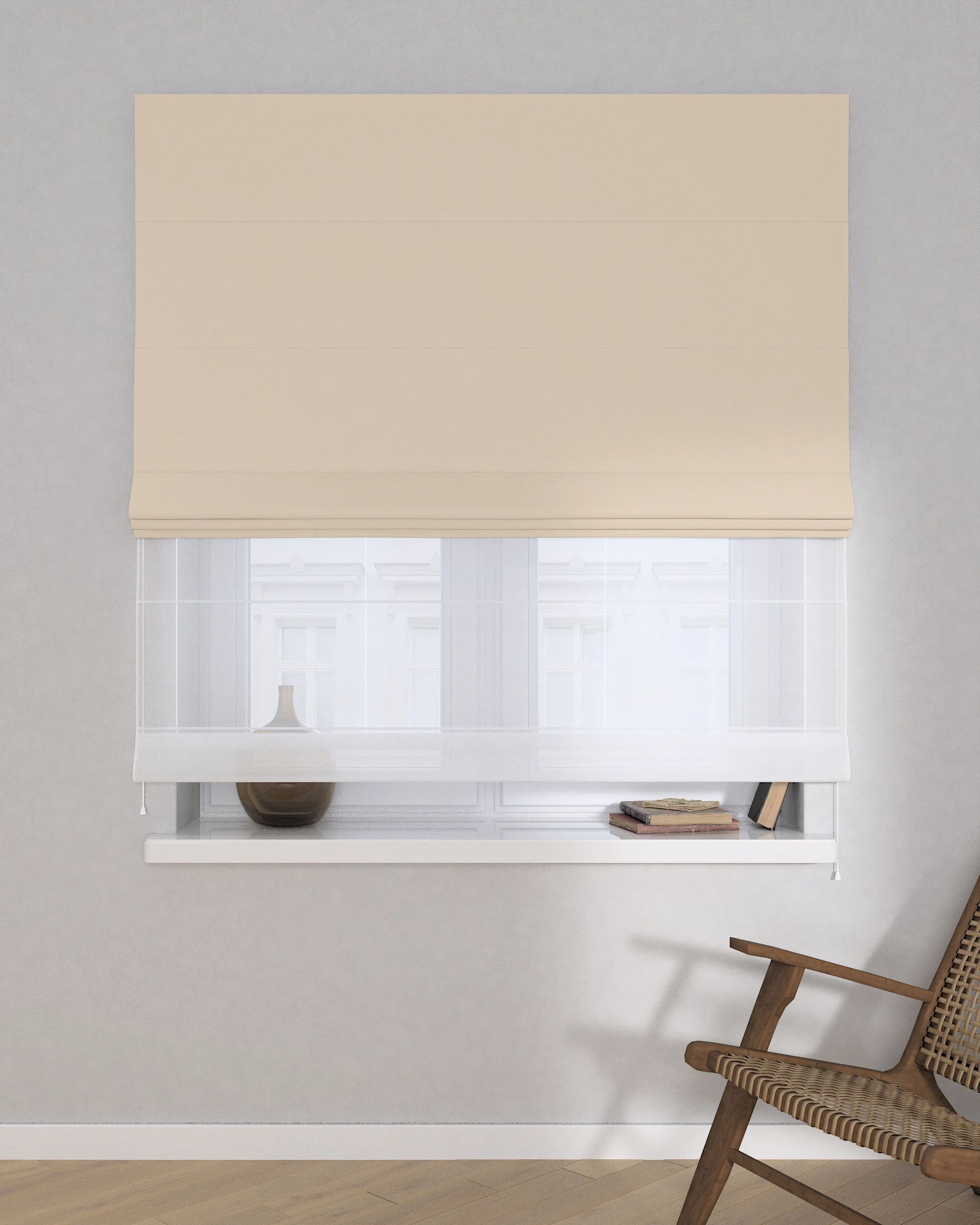 Store romain Duo couleur beige tissu black-out (hover)