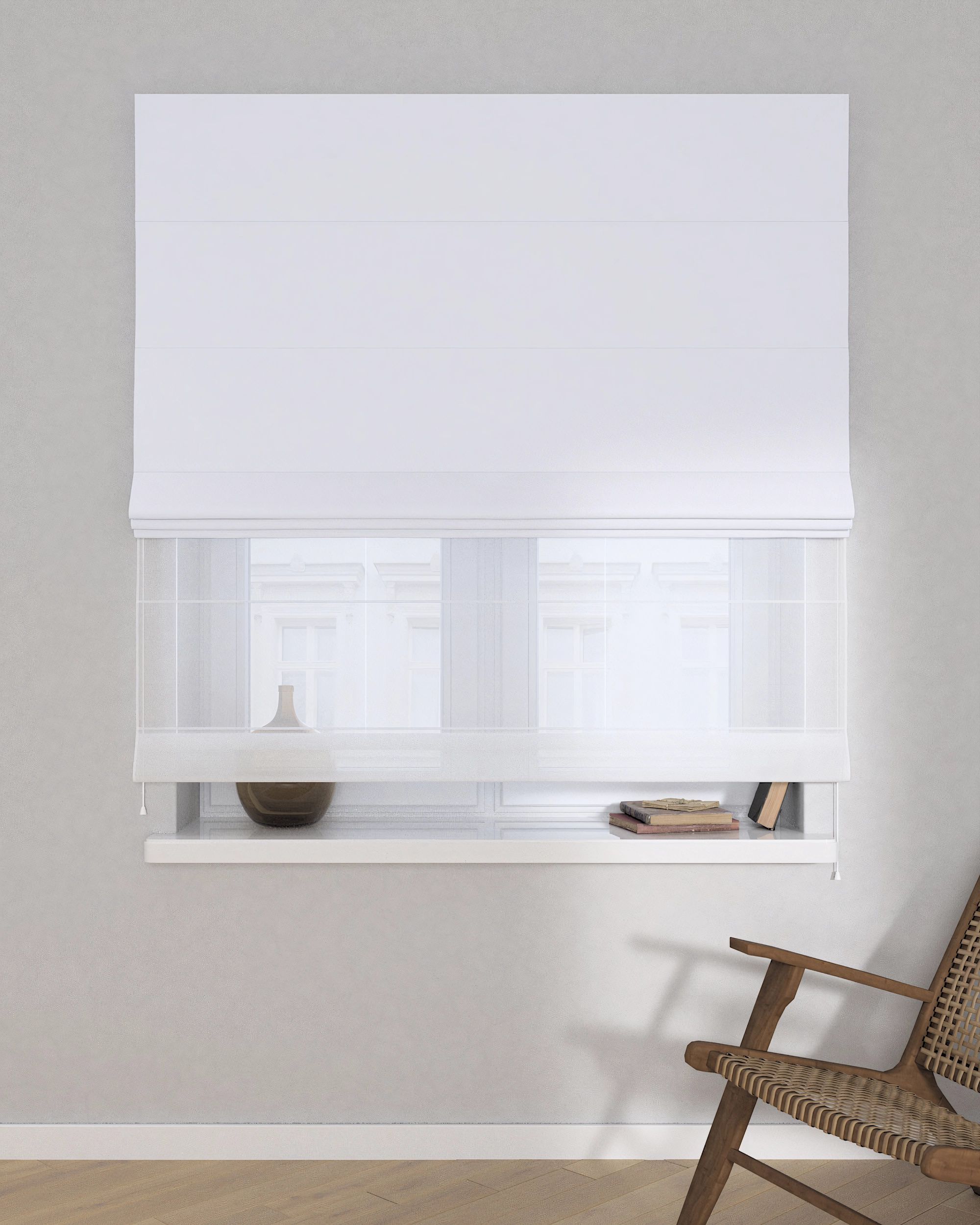 Store romain Duo couleur blanc tissu black-out (hover)