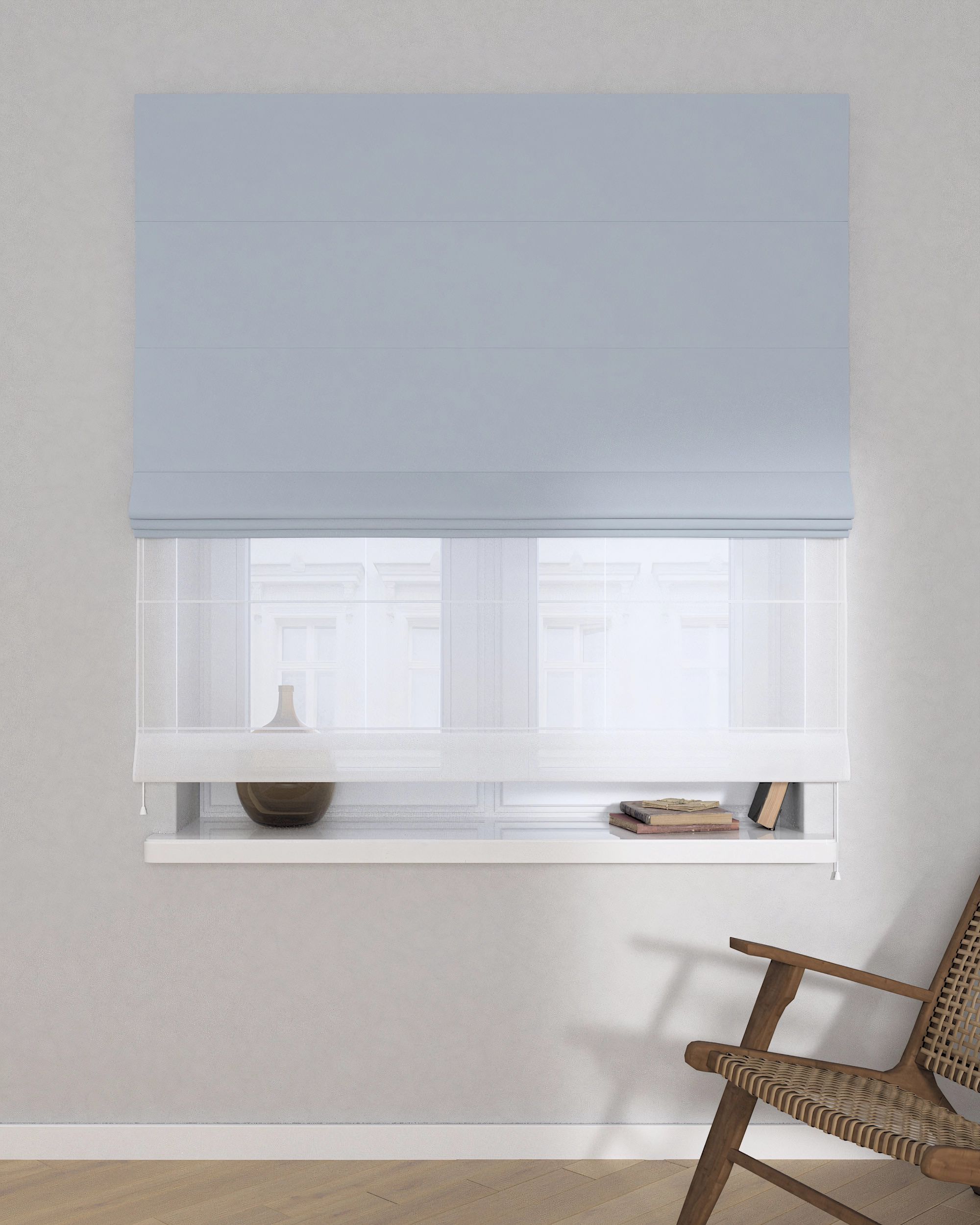 Store romain Duo couleur gris tissu black-out (hover)