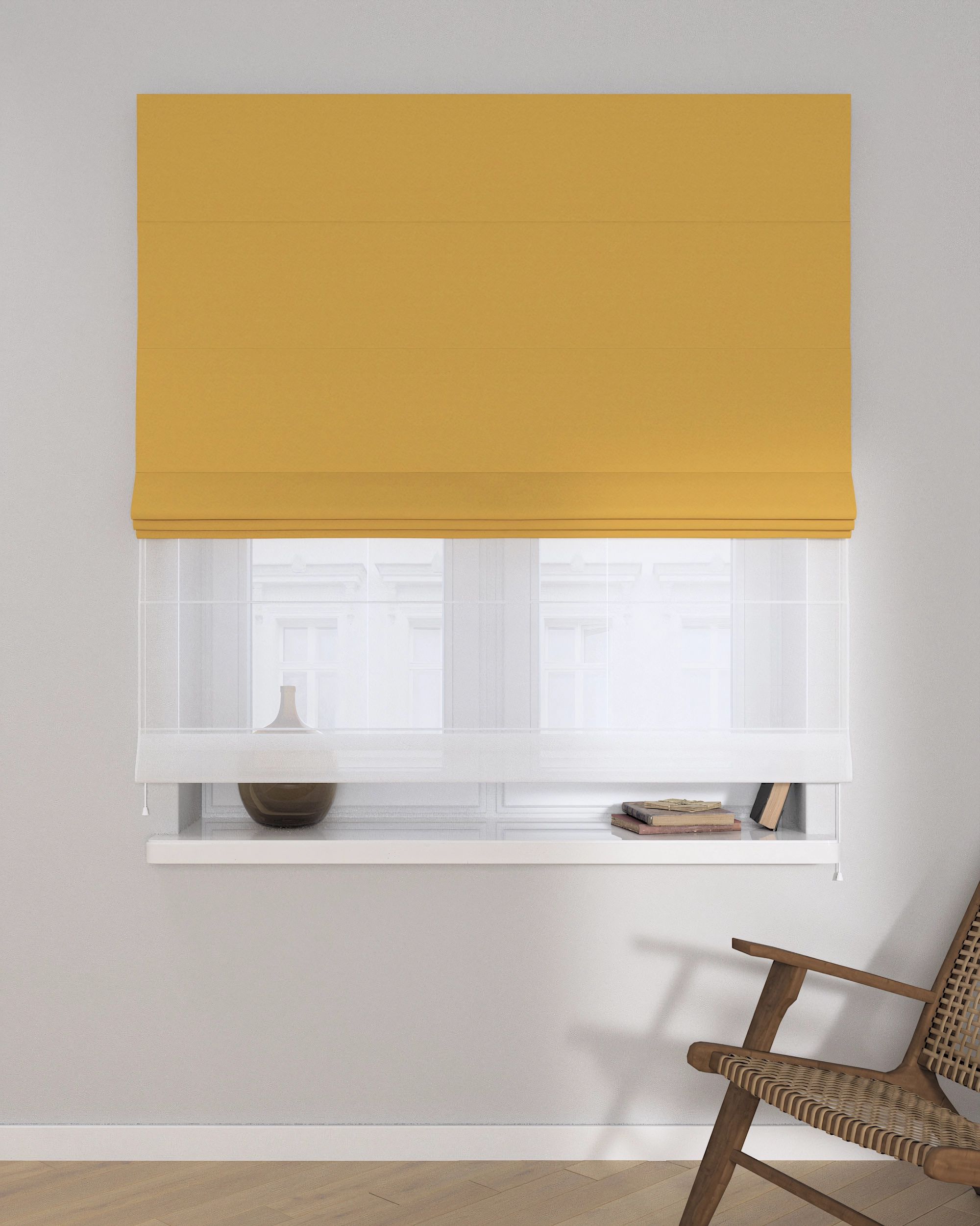Store romain Duo couleur jaune tissu tresse, black-out (hover)