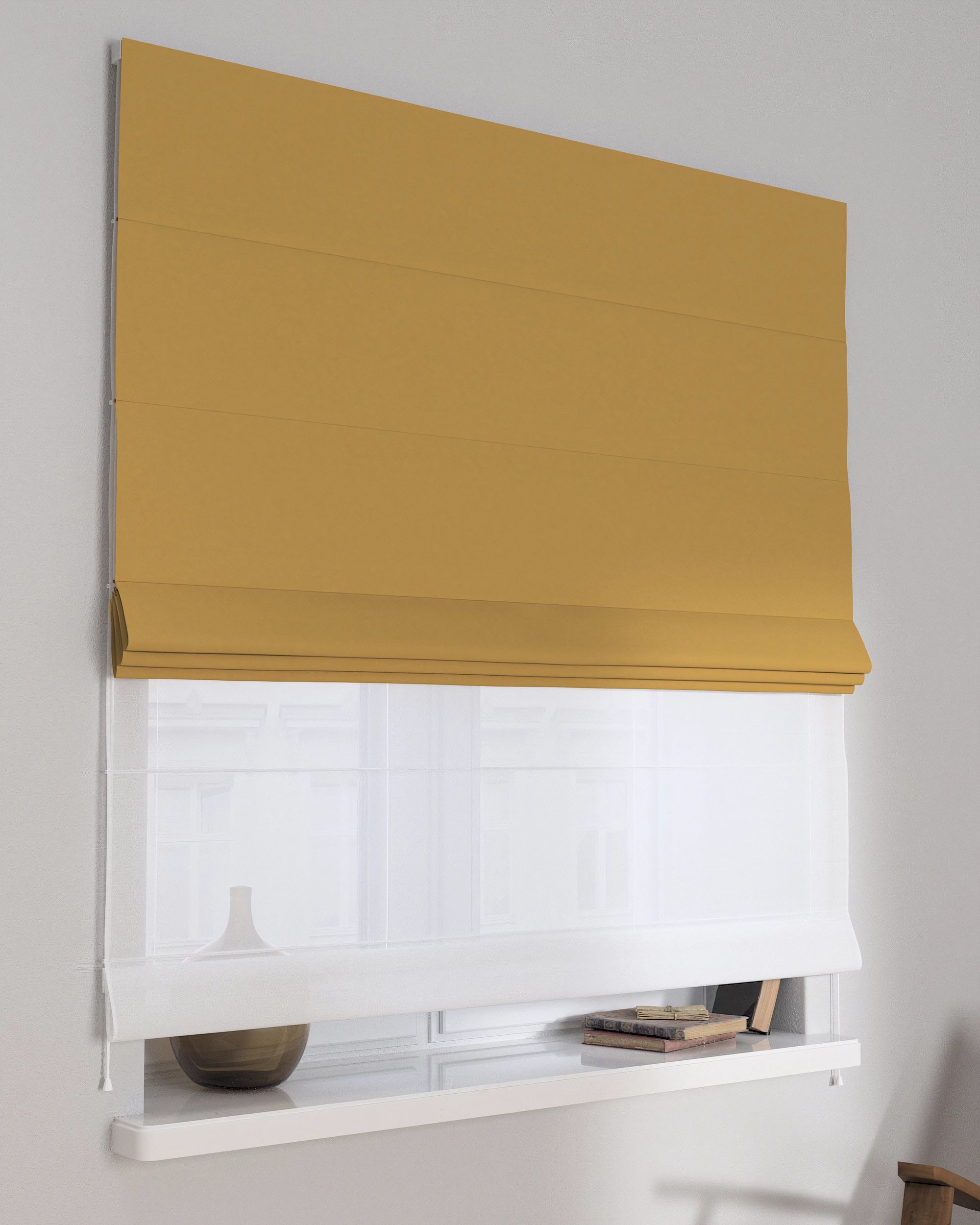 Store romain Duo couleur jaune tissu black-out