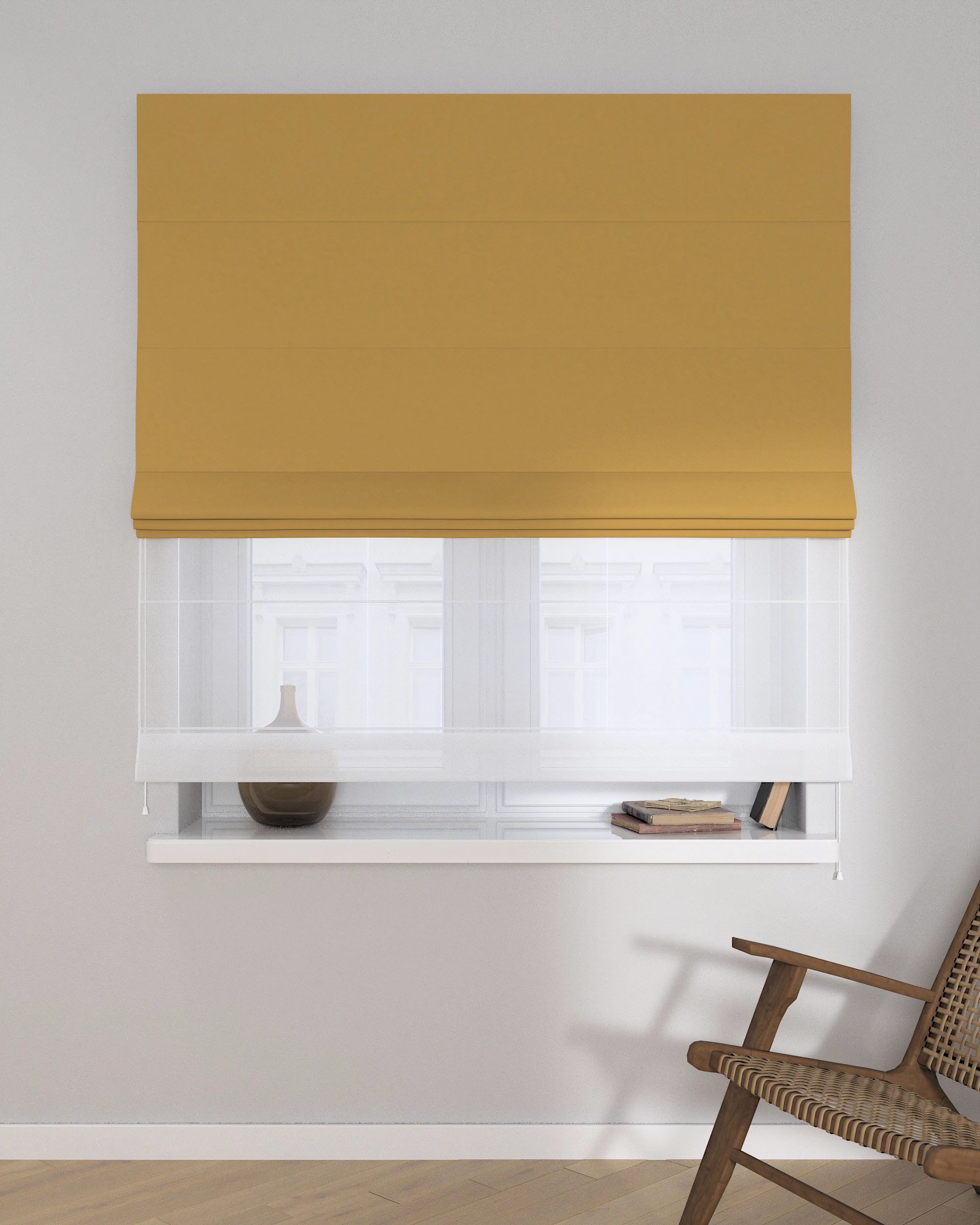 Store romain Duo couleur jaune tissu black-out (hover)