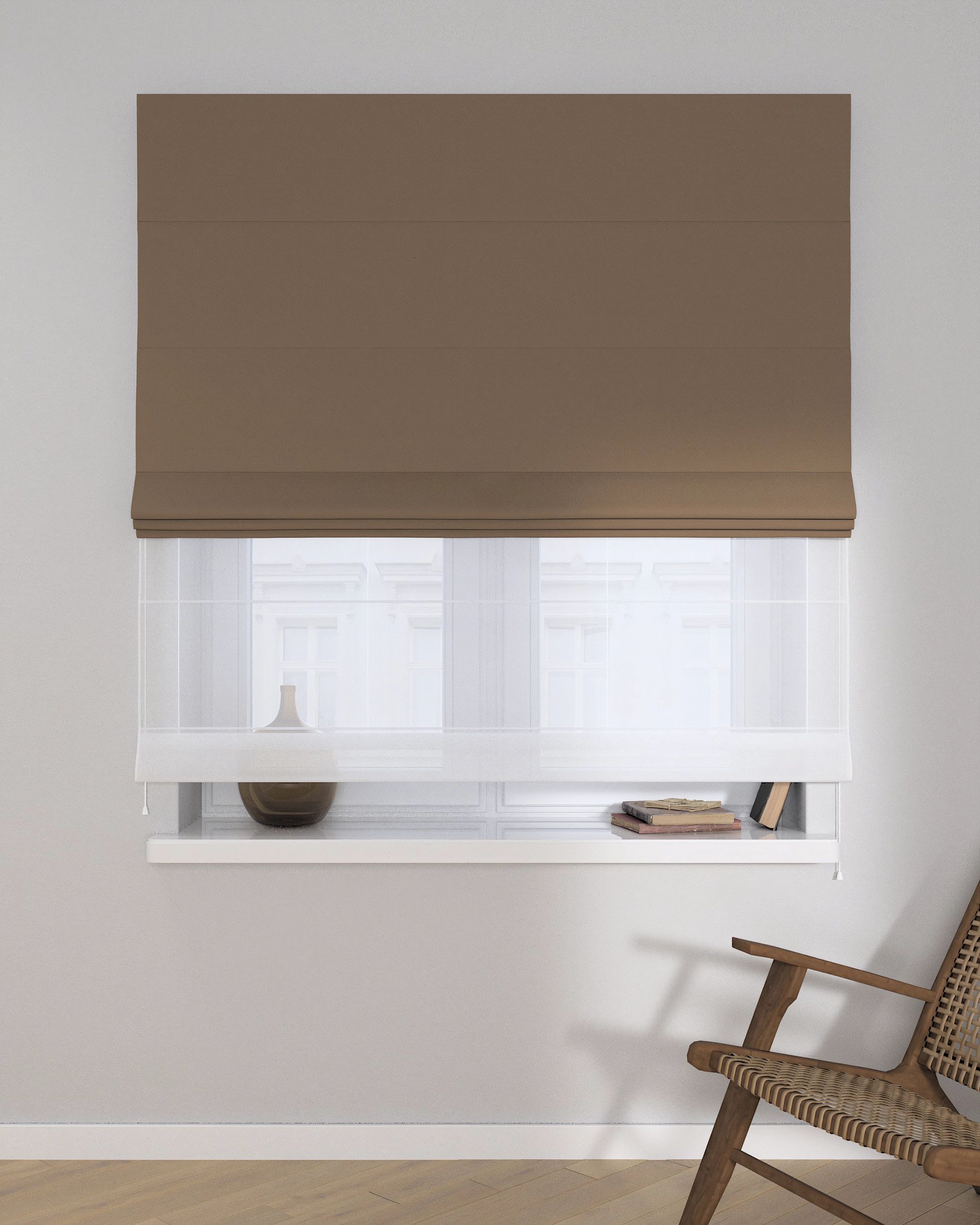 Store romain Duo couleur marron tissu black-out (hover)