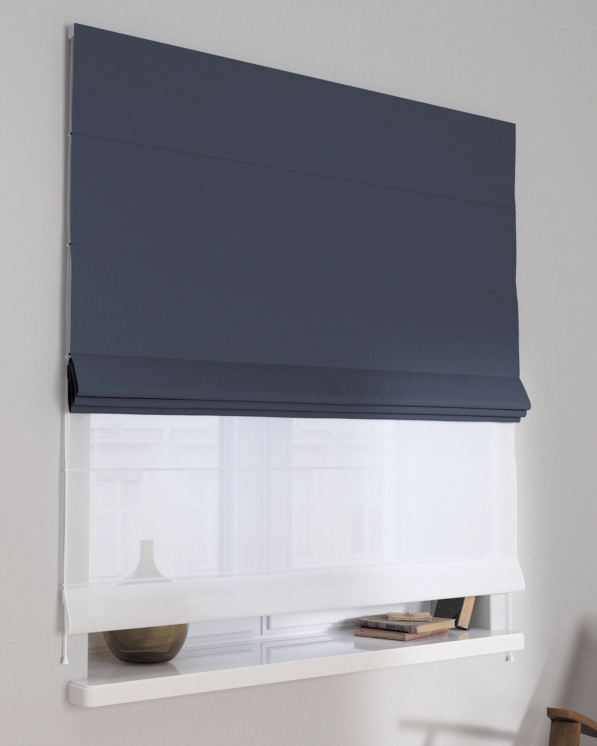Store romain Duo couleur bleu marine tissu black-out