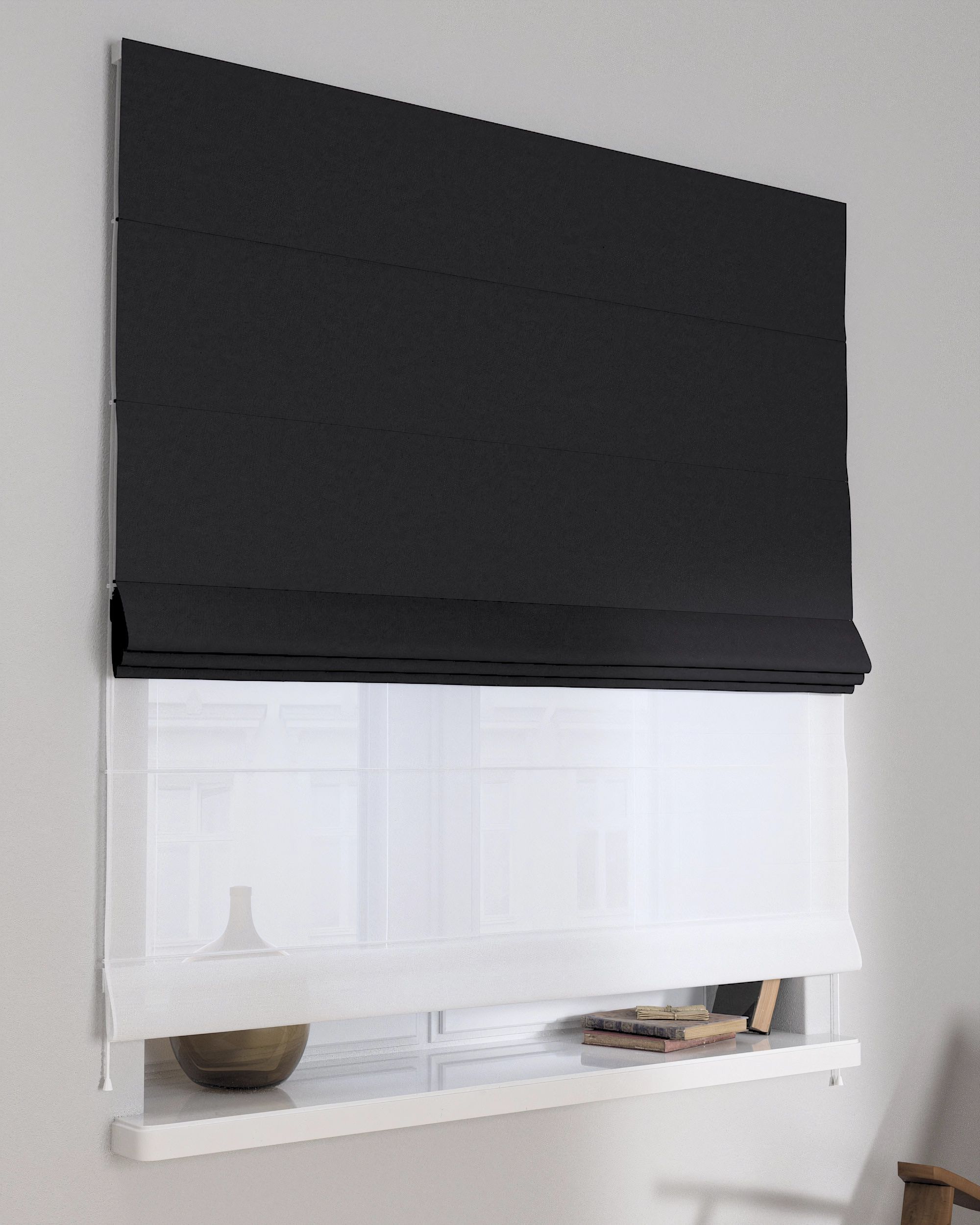 Store romain Duo couleur noir tissu black-out