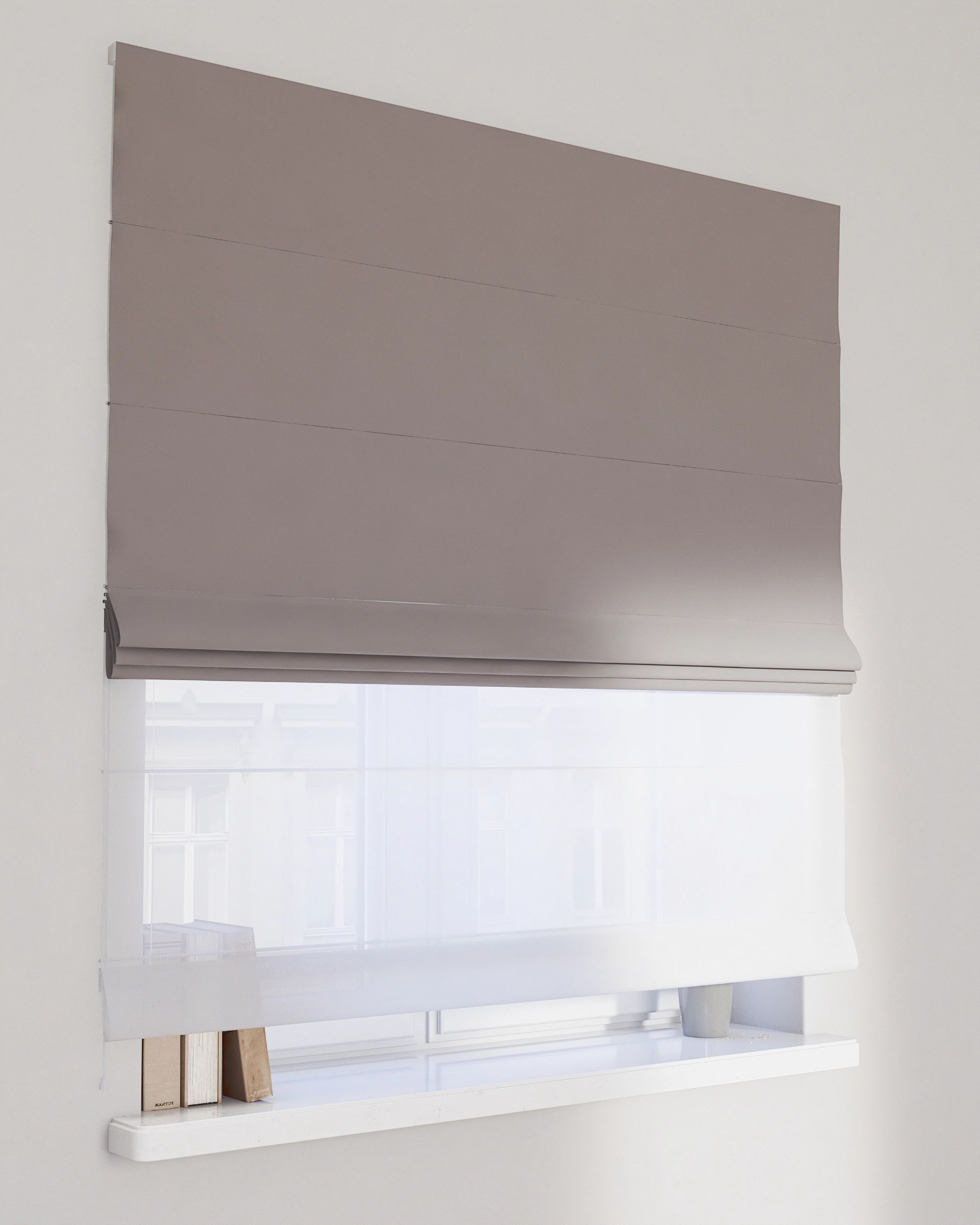 Store romain Duo couleur gris tissu brillant, velours