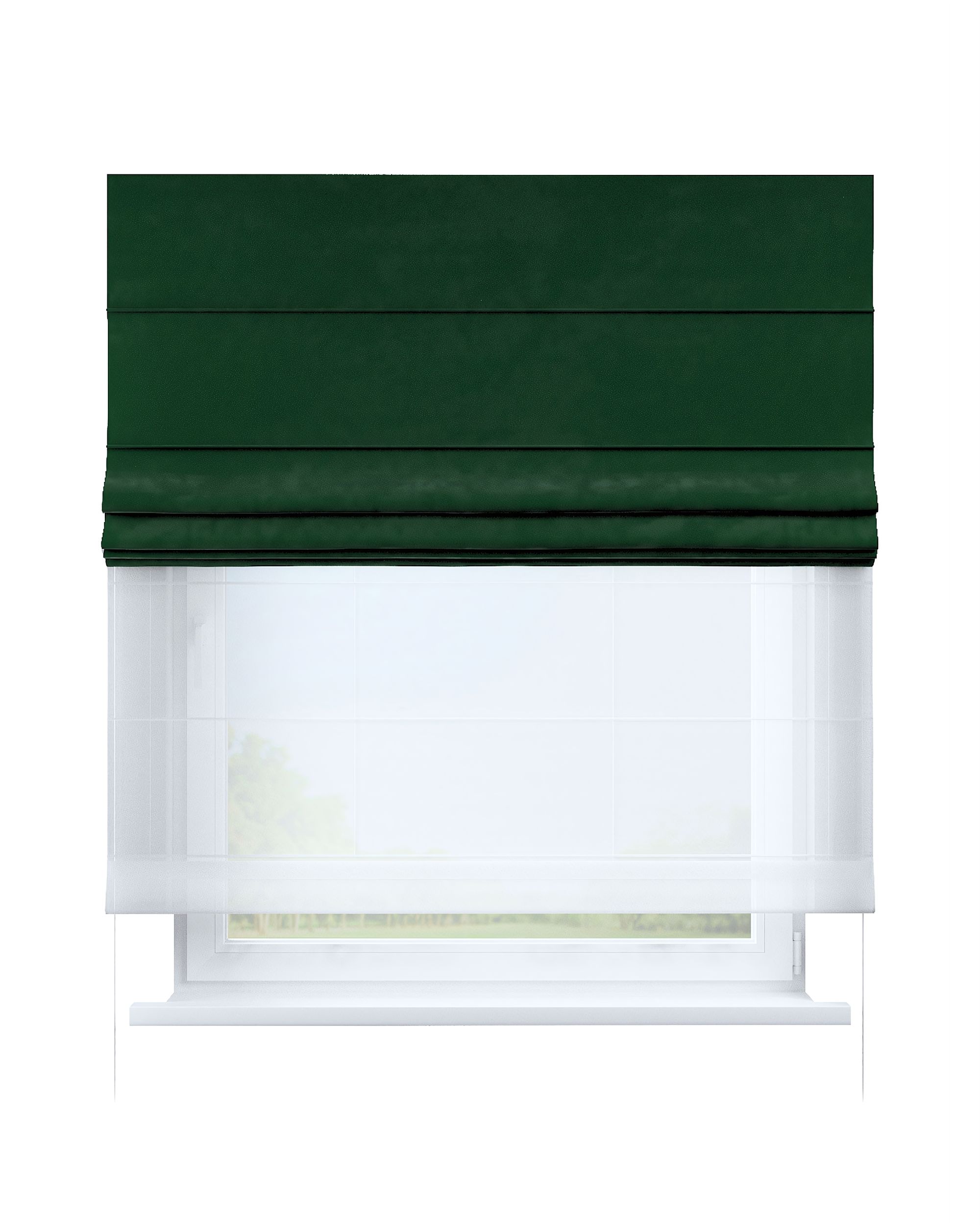 Store romain Duo couleur vert tissu brillant, velours