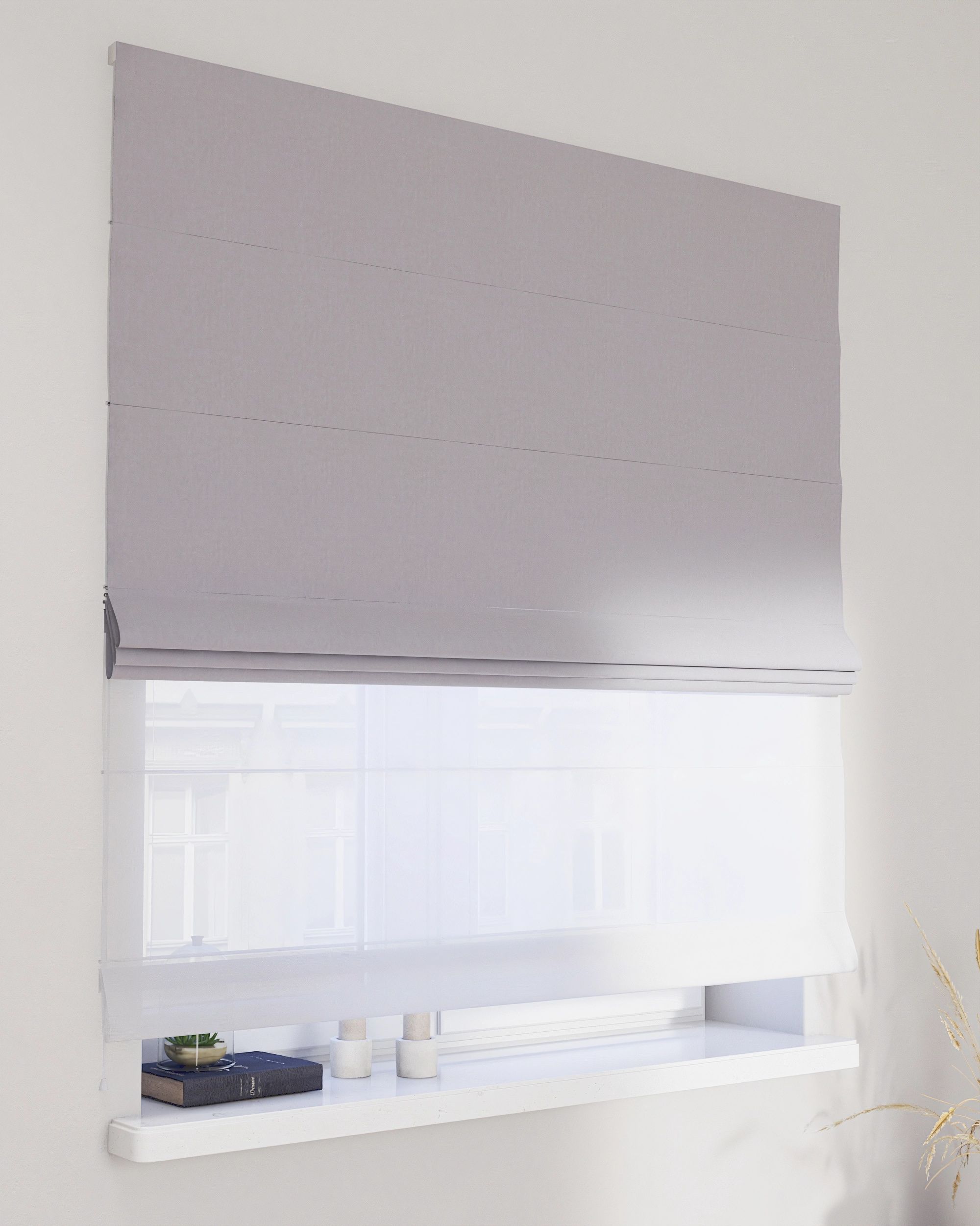 Store romain Duo couleur gris tissu brillant, velours