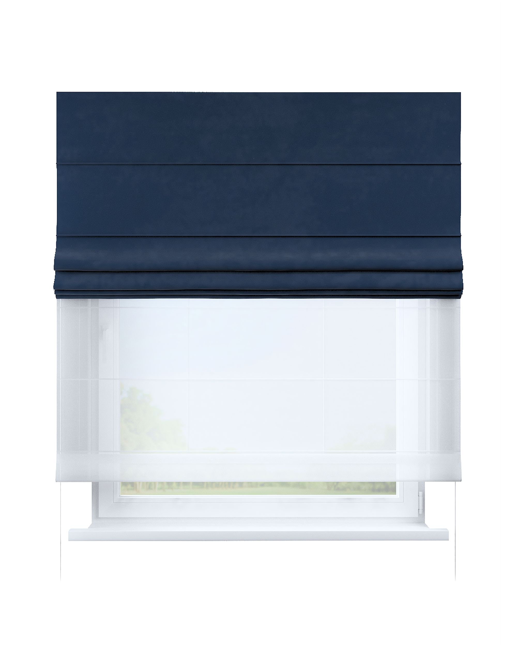 Store romain Duo couleur bleu marine tissu brillant, velours