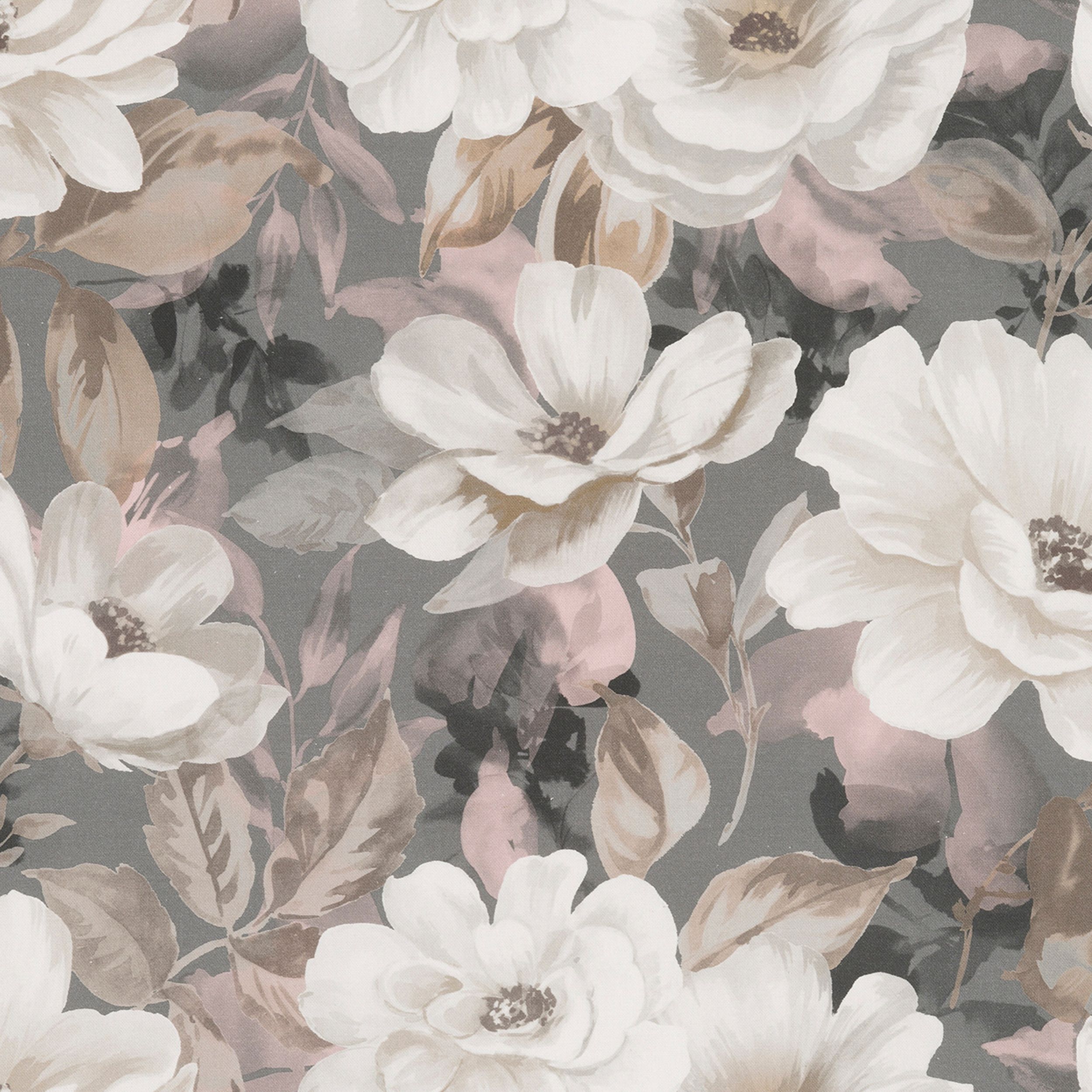 Gardenia 142-13 fleurs crème et roses sur fond gris