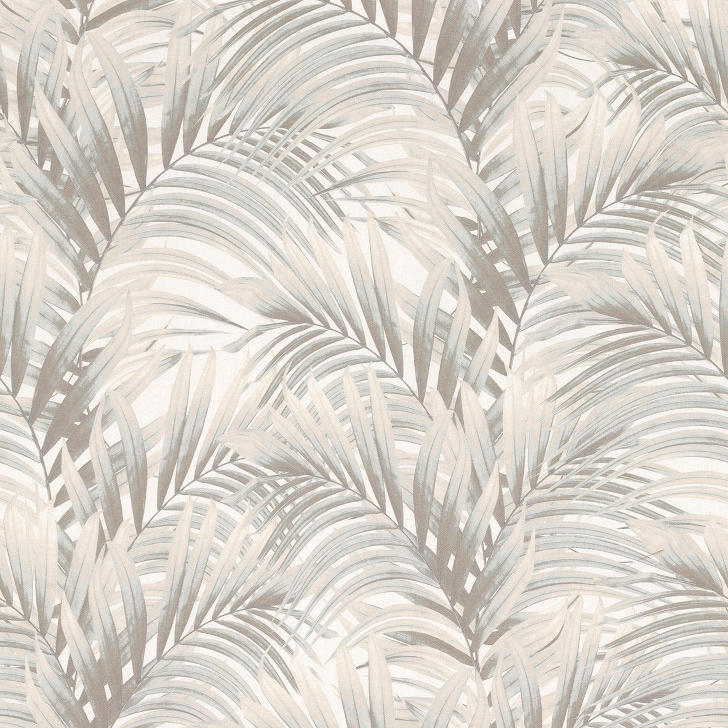 Gardenia 142-14 feuilles de palmier beige-crème sur fond blanc