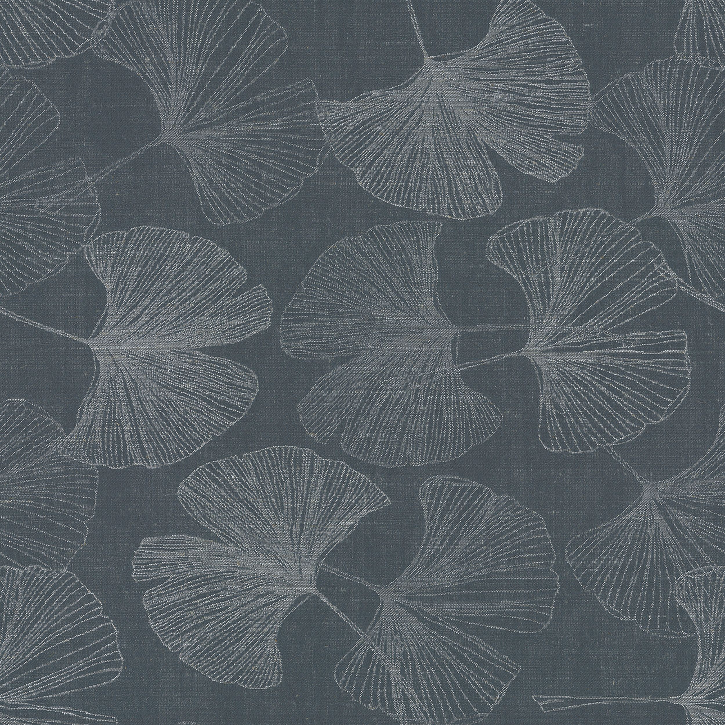 Flowers 143-52 feuilles de ginkgo gris-argent sur fond graphite