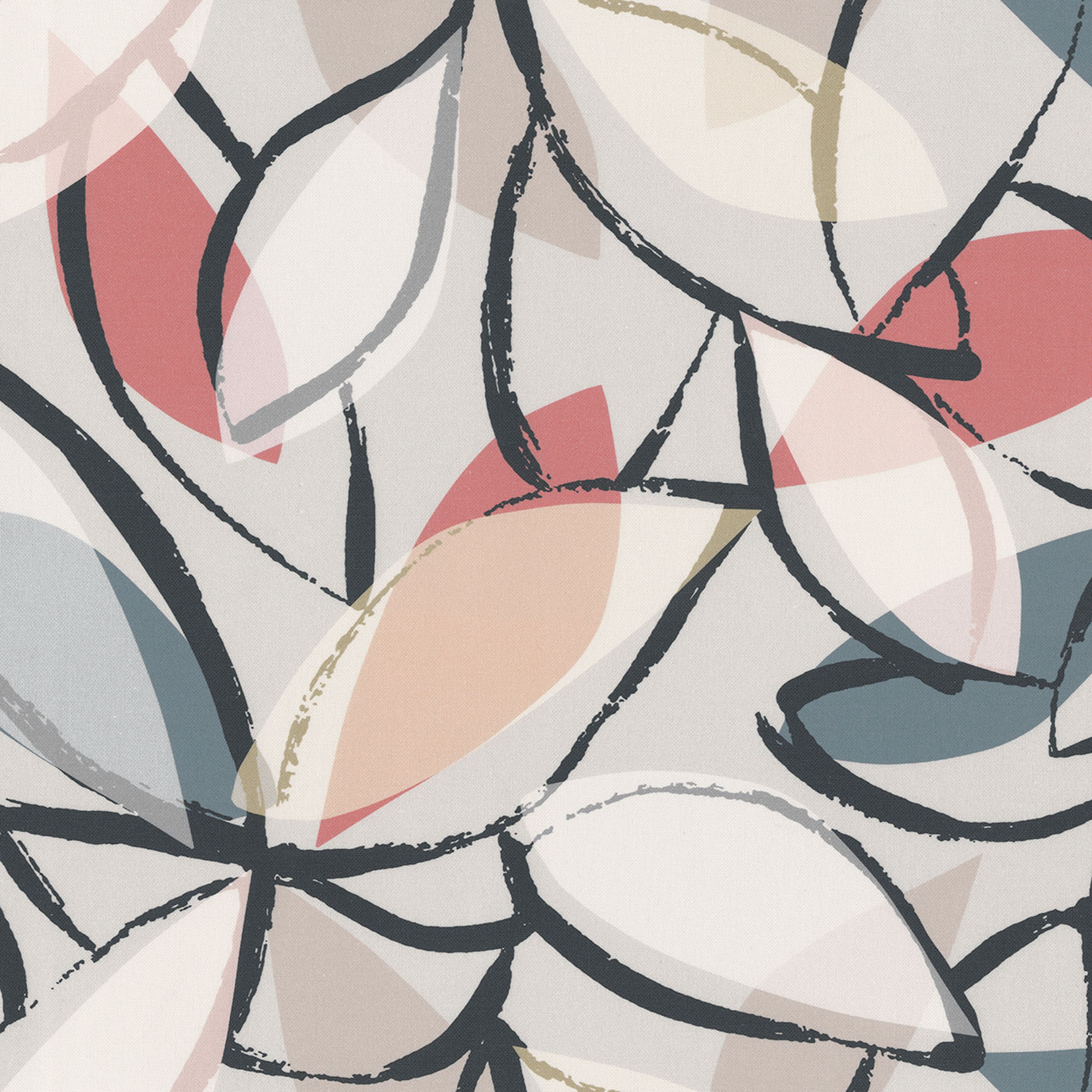 Gardenia 144-21 motifs végétaux rose et gris