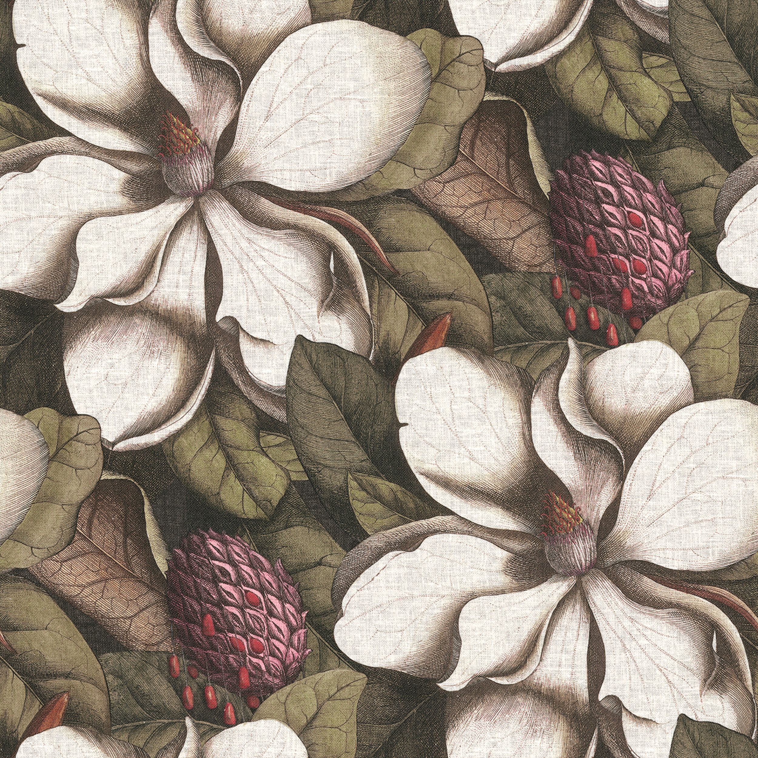 Gardenia 144-24 motif floral beige et vert