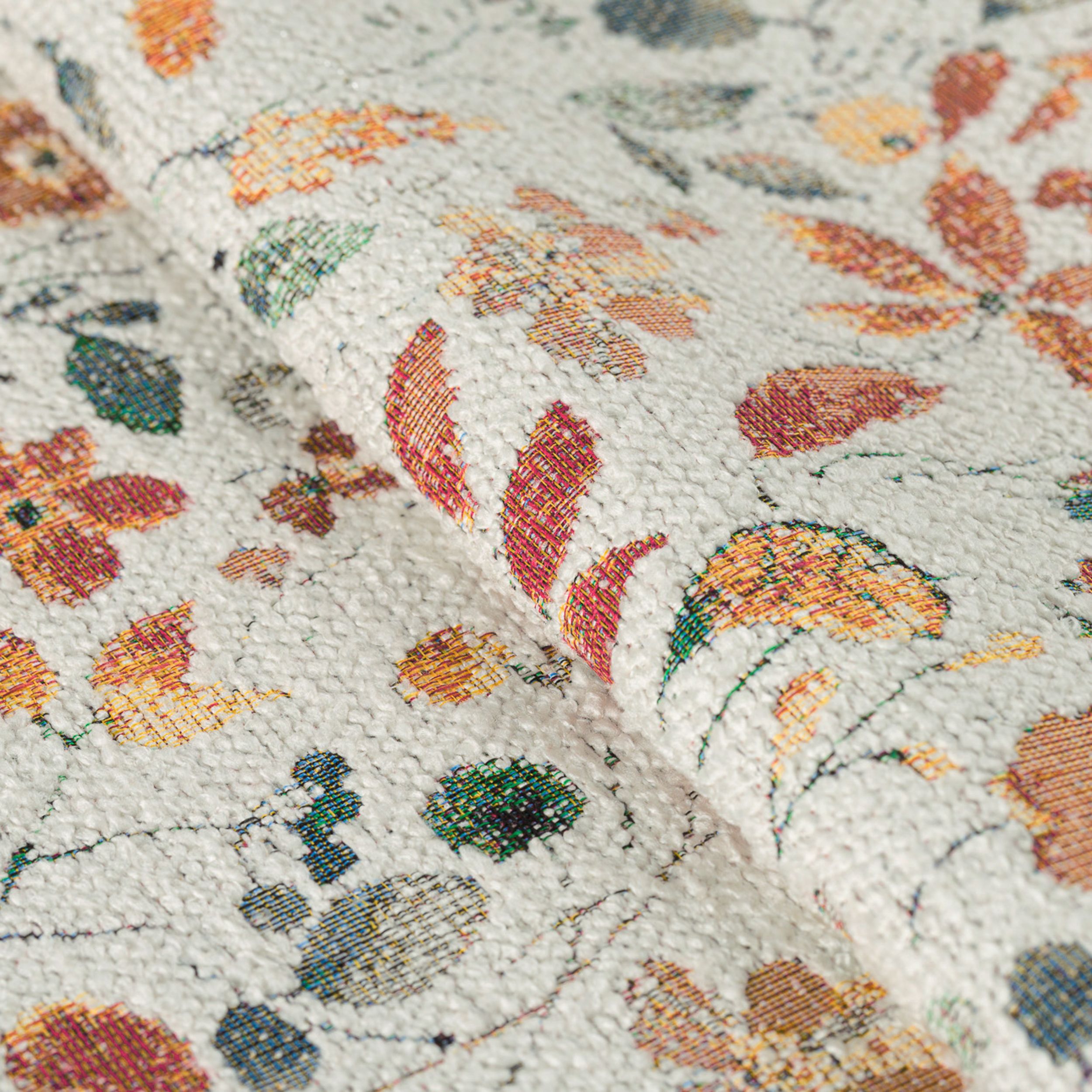 Cosy Home 145-12 fleurs orange et vert sur fond crème