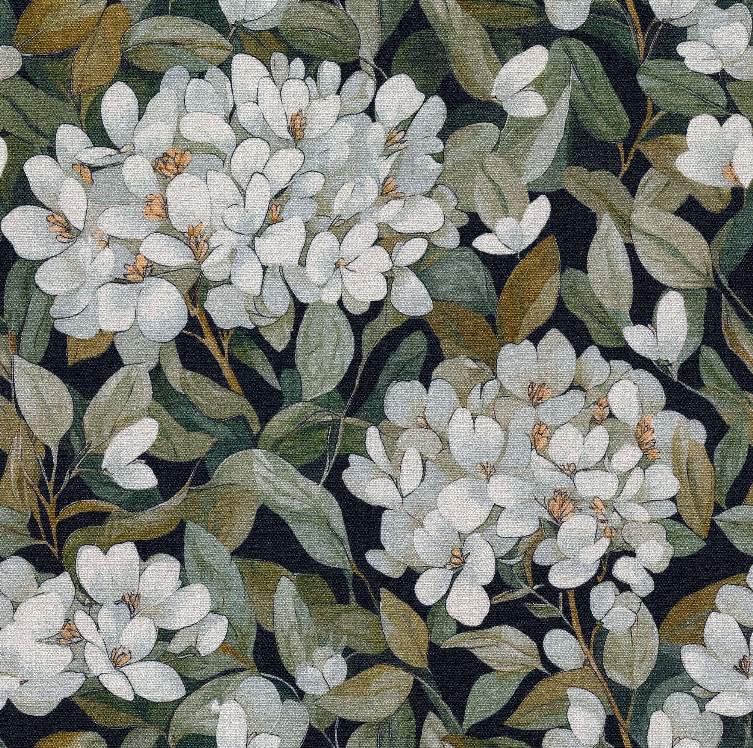 Botanic Viscose 145-19 fleurs claires sur fond noir