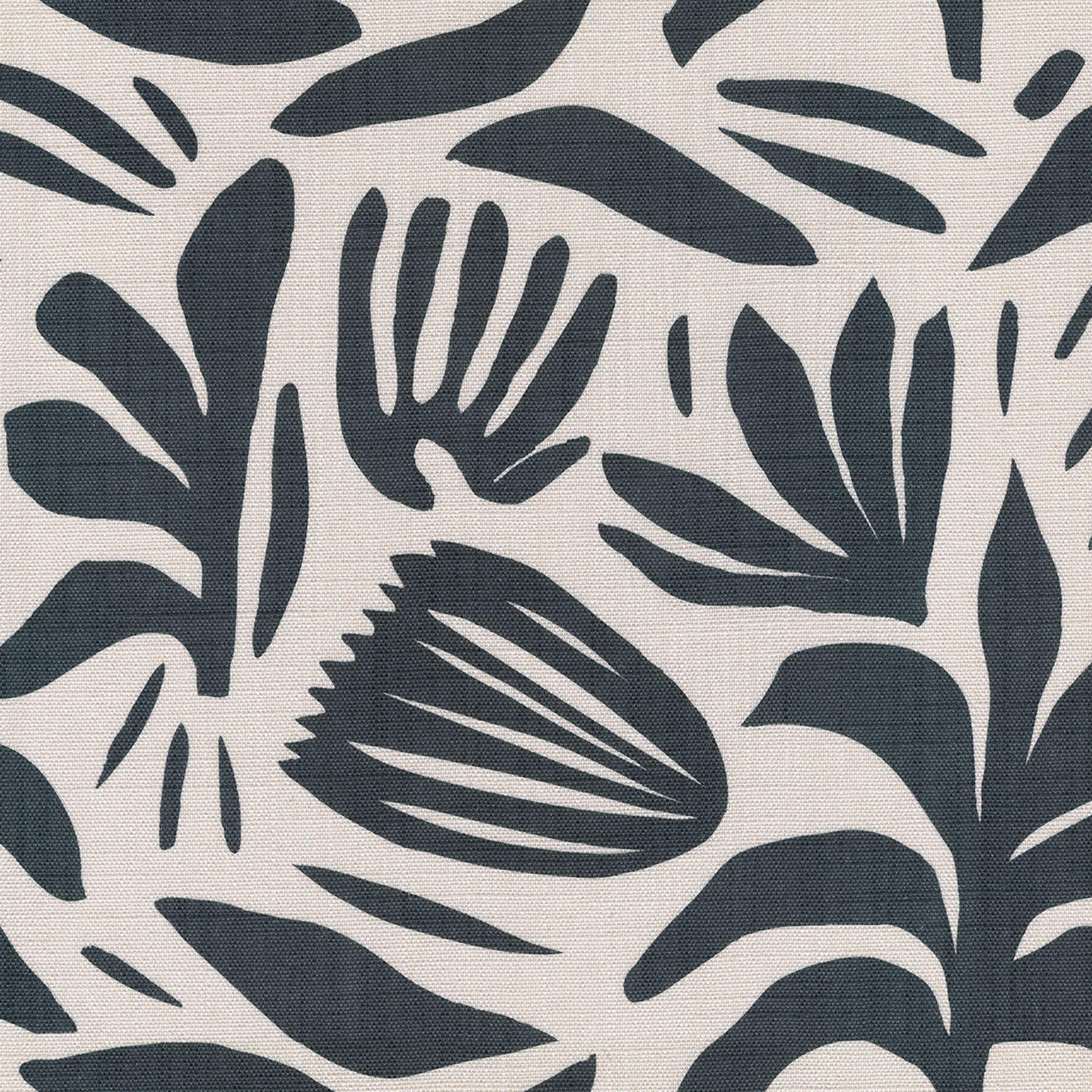 Botanic Viscose 145-21 motif végétal graphite sur fond crème