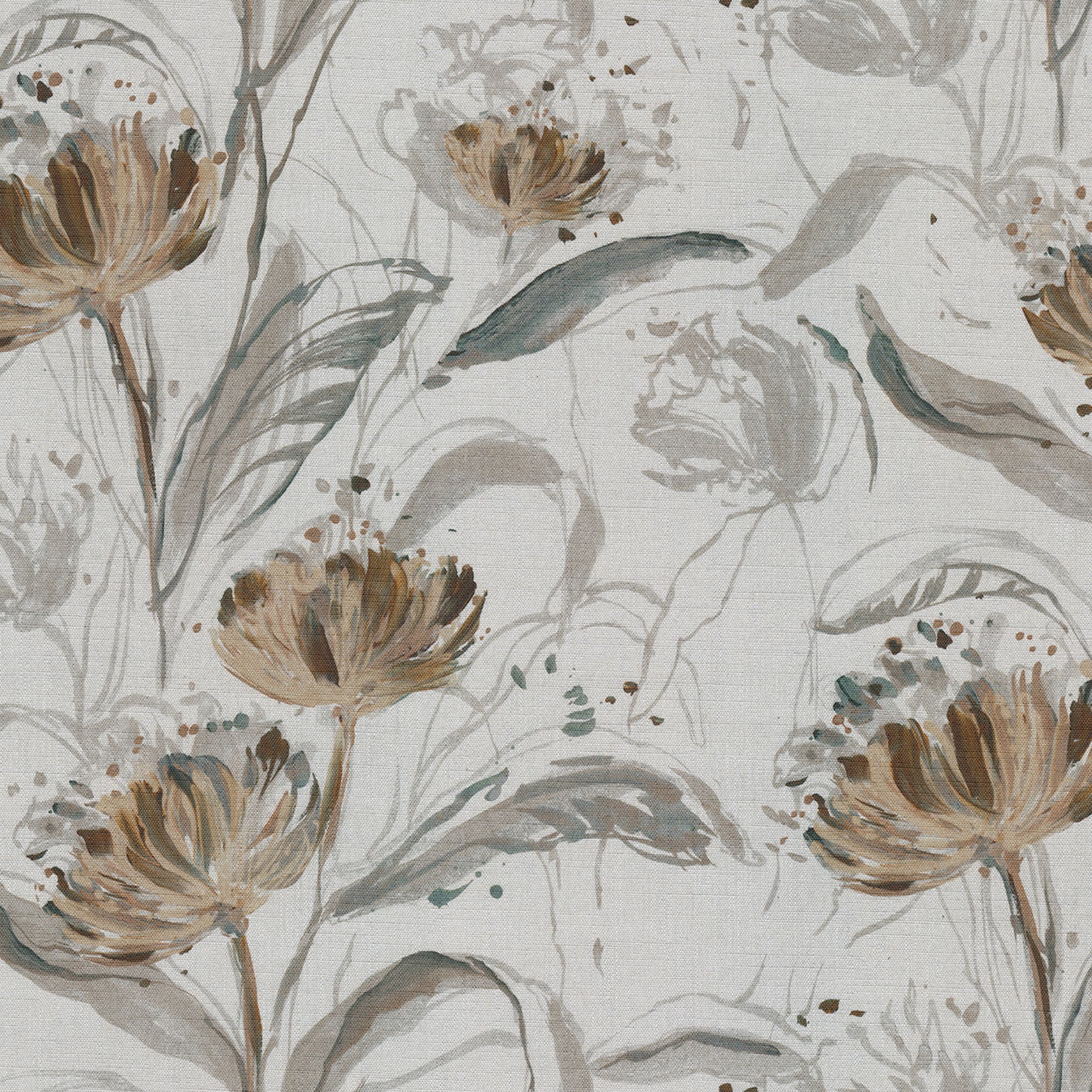 Botanic Viscose 145-22 fleurs sur fond gris clair