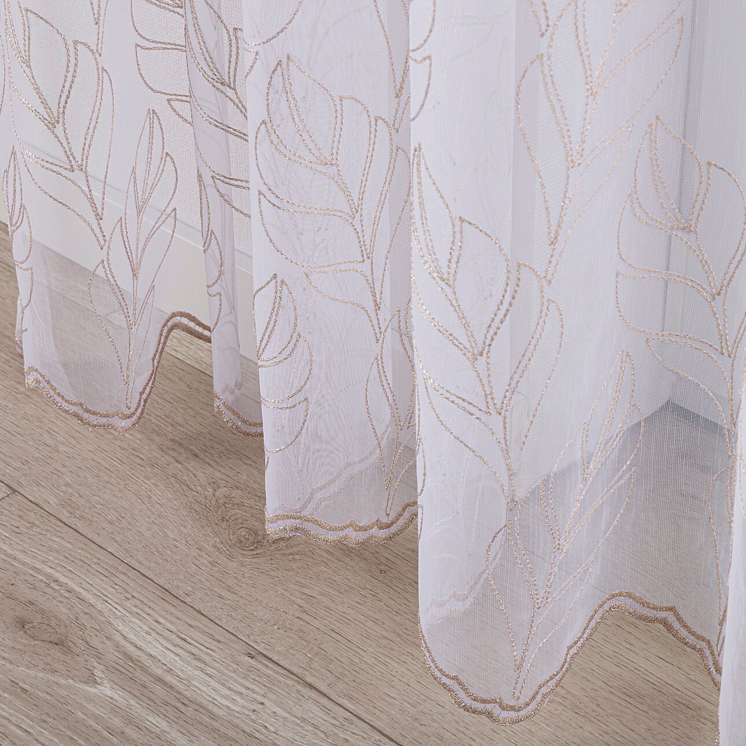 Voilages et rideaux légers 186-53 blanc avec motif doré