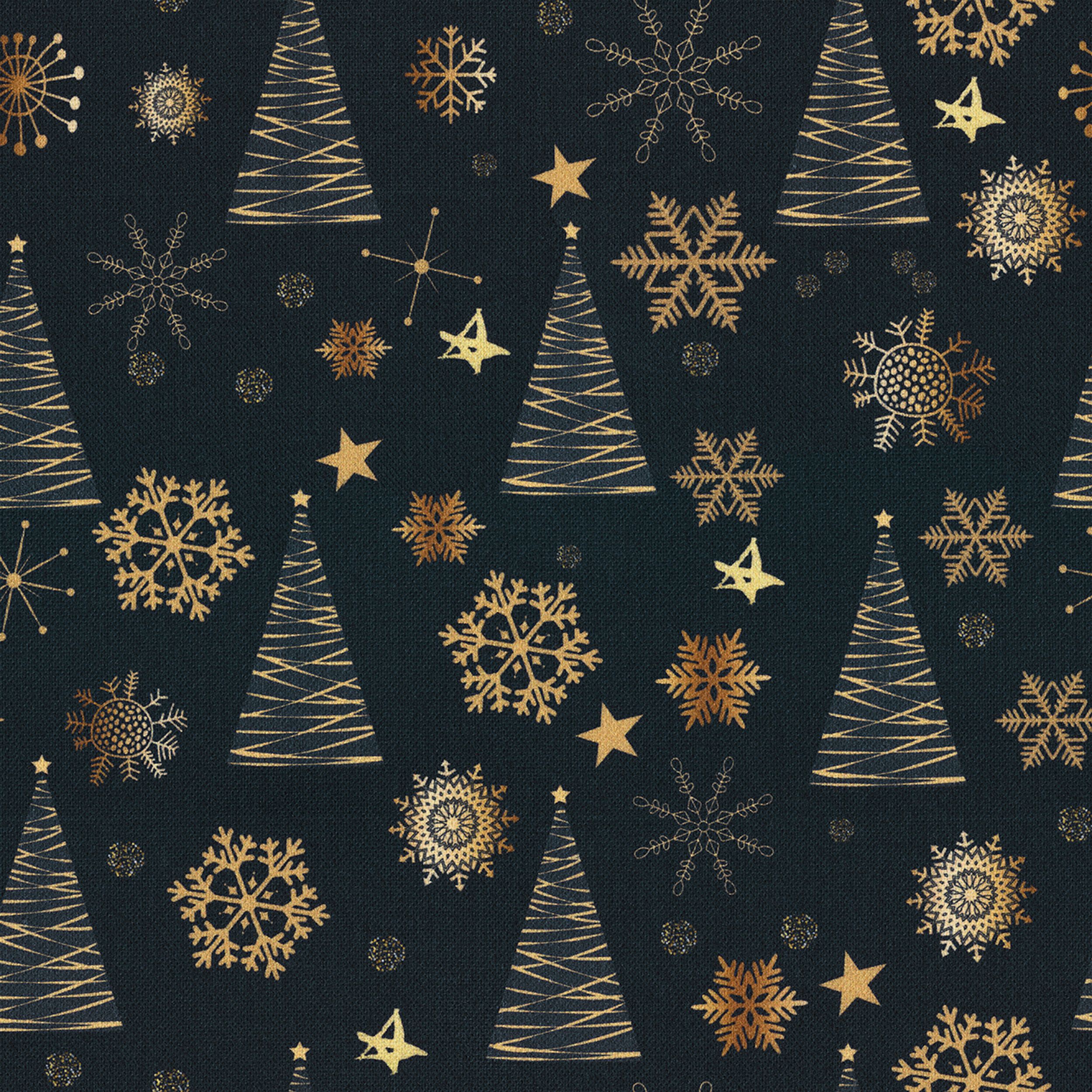 Christmas 629-42 motif doré sur fond bleu marine