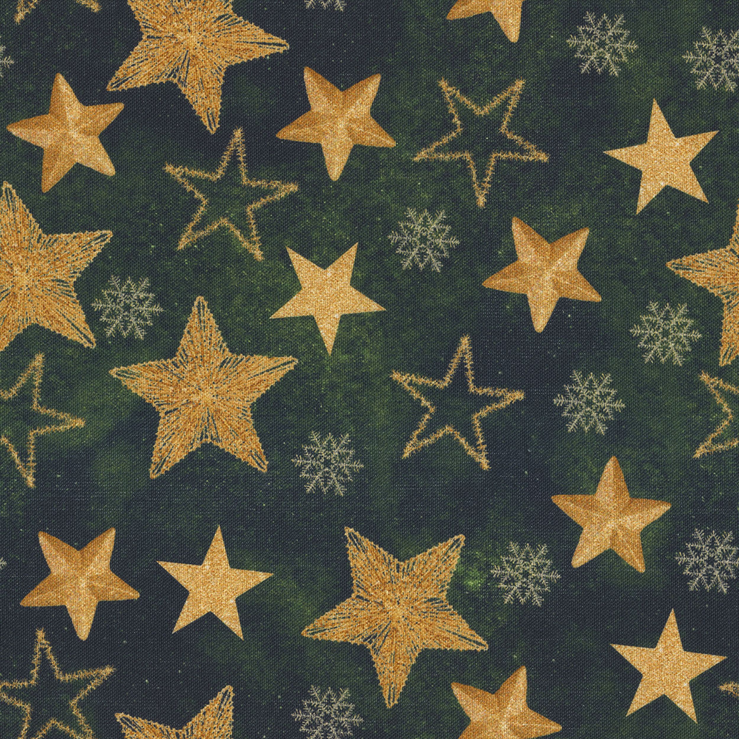 Christmas 629-46 étoiles dorées sur fond vert