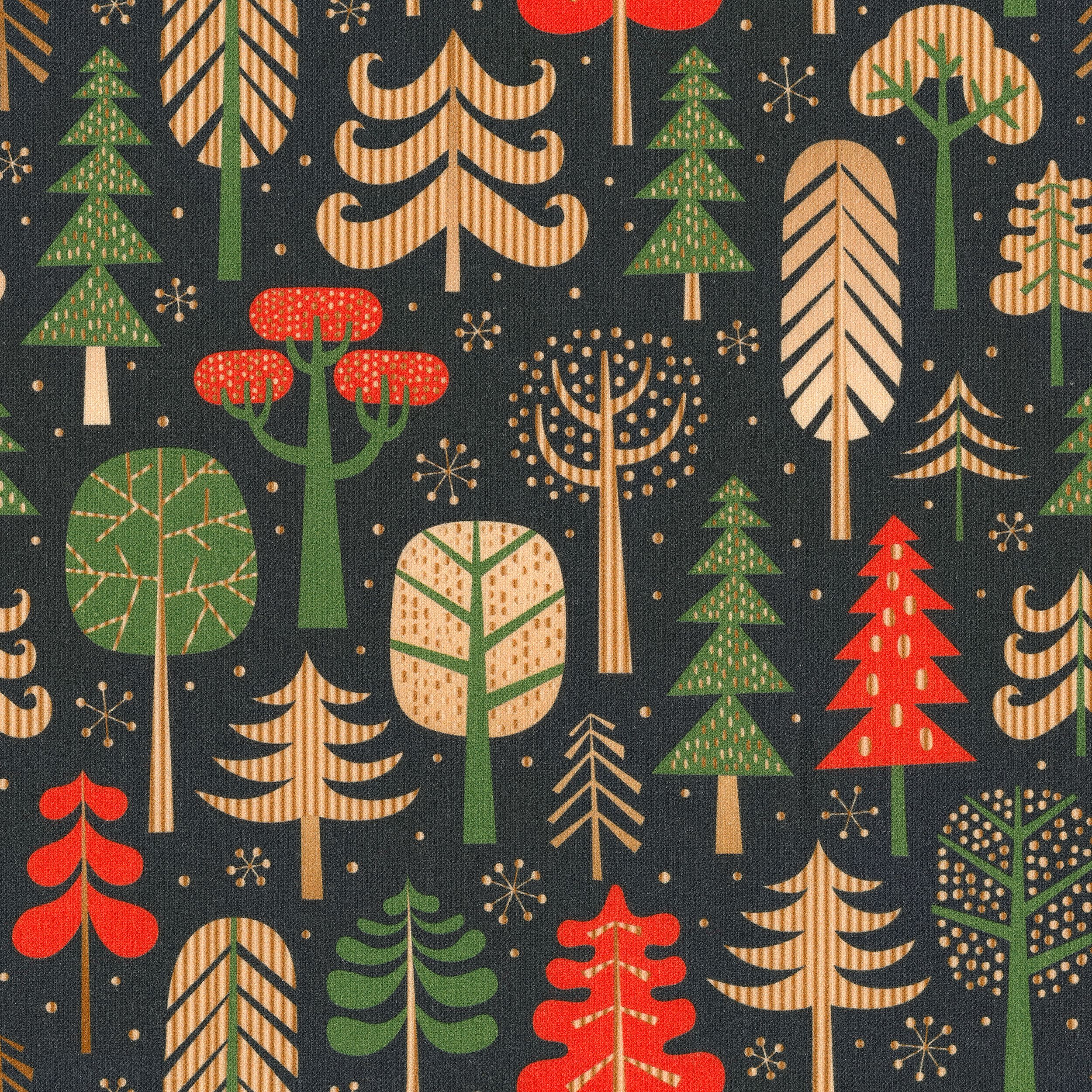Christmas 629-48 arbres colorés sur fond bleu marine